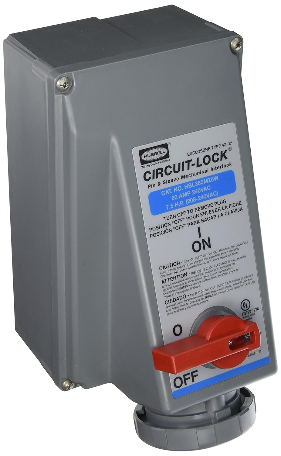 Hubbell HBL360MI6W 40585 PIN and Sleeve Mechanical Interlock, See Image