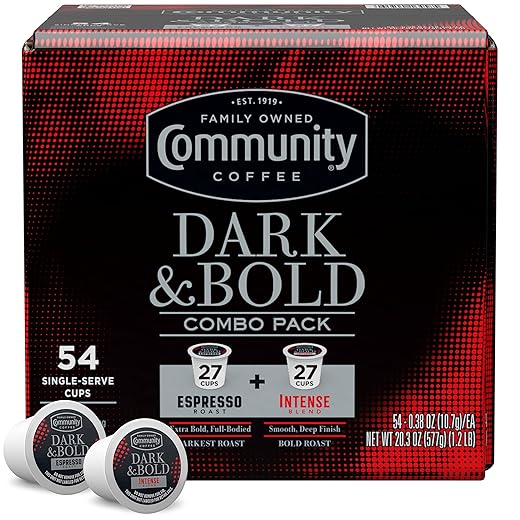 Community Coffee Dark & Bold Variety 54 Count Coffee Pods, Extra Dark Roast Compatible with Keurig 2.0 K-Cup Brewers, 54 Count (Pack of 1)
