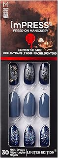 imPRESS Limited Edition Halloween Press-On Nails, Glow-In-The-Dark, PureFit Technology, 'Hallow-queen’, with Prep Pad, Mini File, Cuticle Stick, & 30 Fake Nails