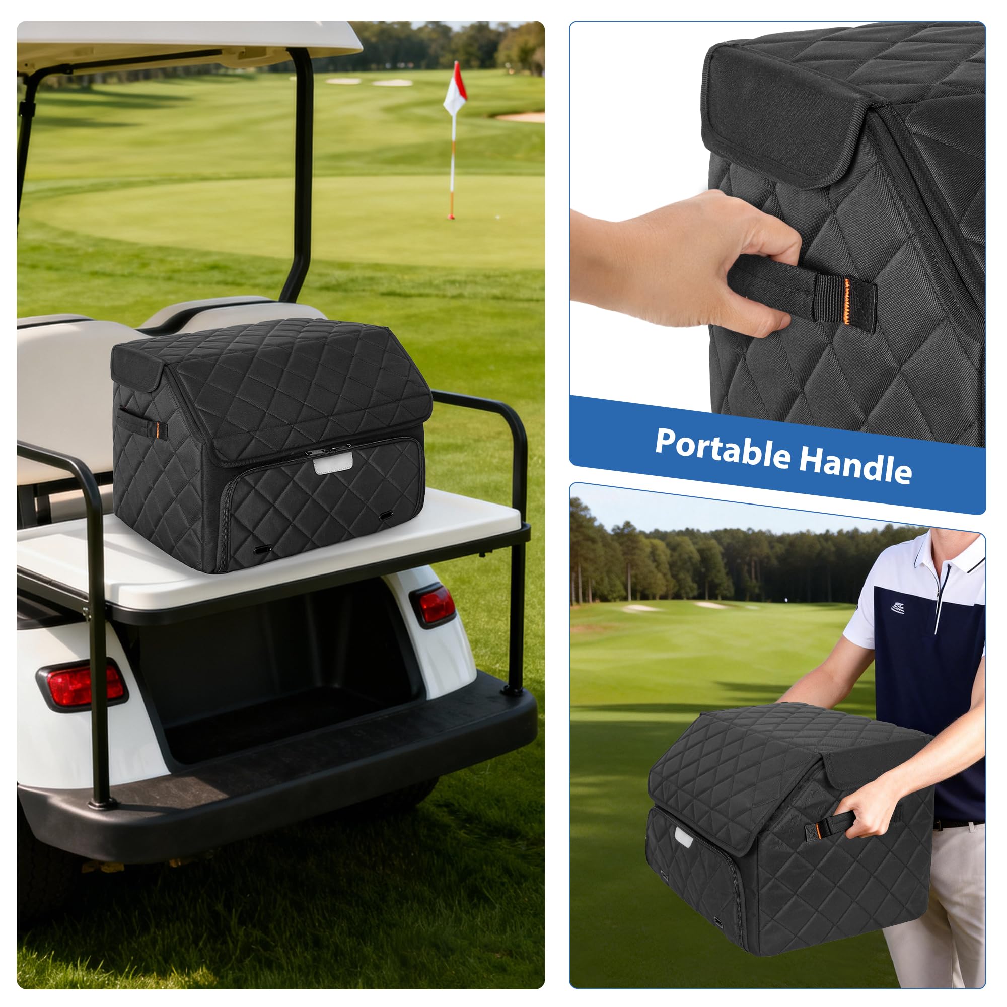 PGmoon Ulepszony organizer do bagażnika golfowego, organizer do samochodu golfowego z oddzielną wentylowaną przegródką na 2 pary butów, schowek golfowy z wieloma przegródkami na akcesoria golfowe