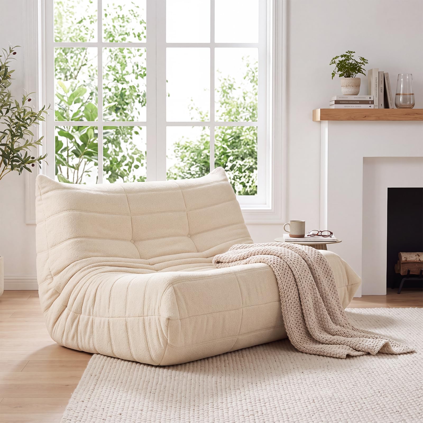 EVLIQUIL Sitzsack Sofa, Bodensofa, Lesesessel, Lazy Sofa (Beige)