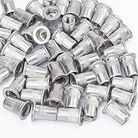 Vista 8 de 20 tuercas de remache 1/4-20UNC, tuerca de brida de aluminio, inserto roscado de cabeza plana