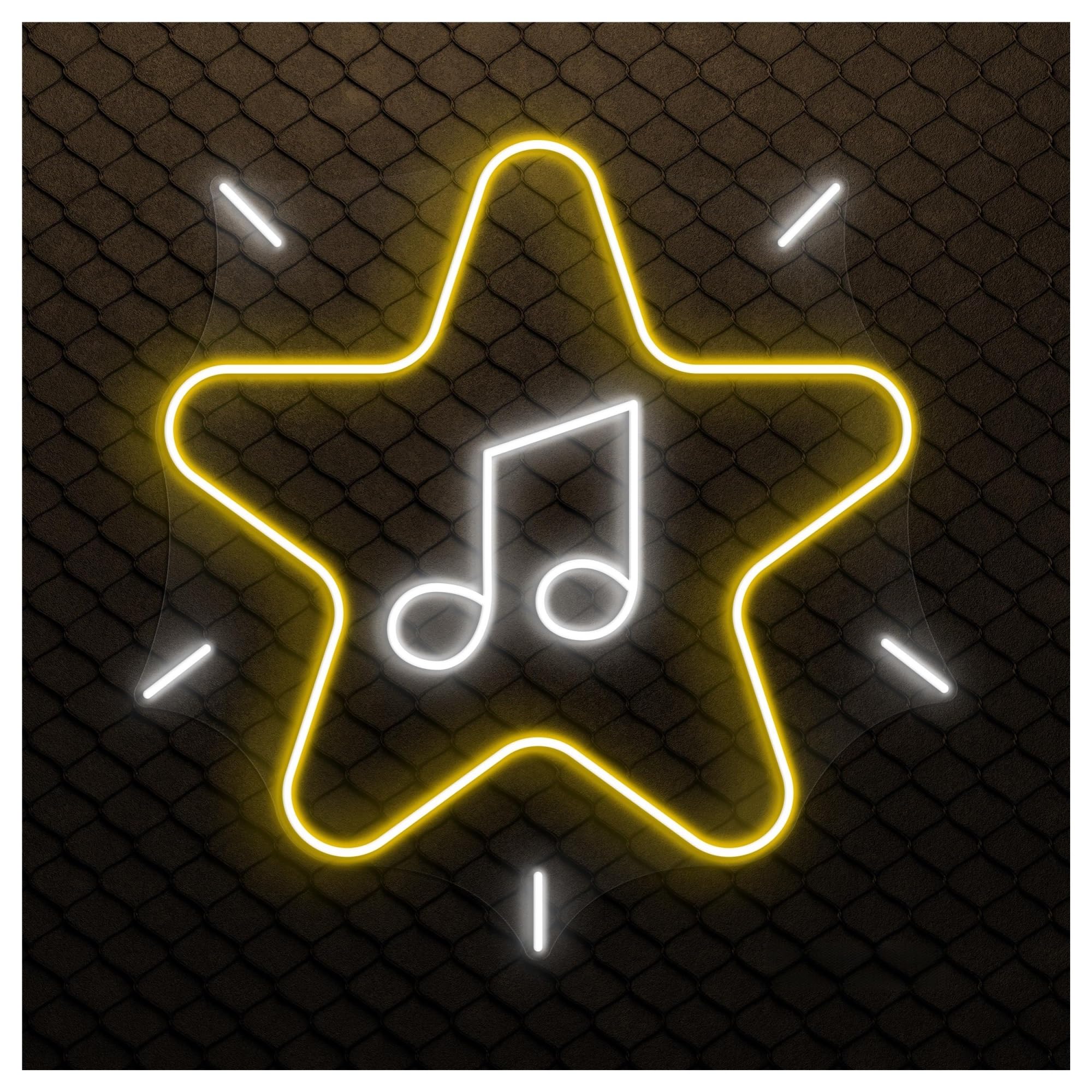 RONGCH Hanging Art Signs Music Note Star Neon Sign, Suitable for Bedroom Decor with Brightness Adjustable 46cm