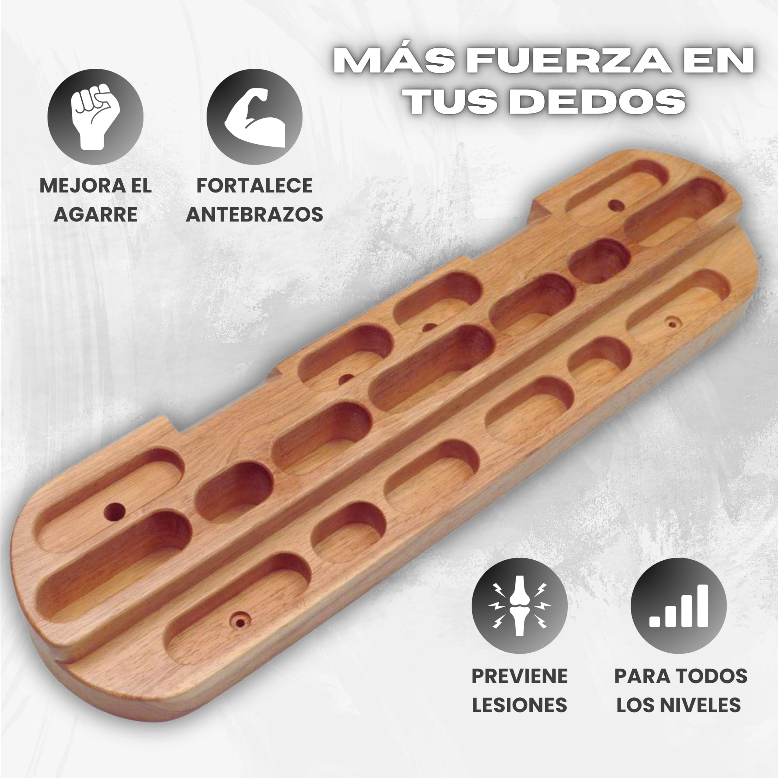 Hangboard Tabla Entrenamiento Escalada Multipresa Escalada Hangboard Escalada — Tabla de Madera Extragrande 60 cm, Resistente 150 kg, con Presas Variadas para Fuerza y Técnica en Casa o Gimnasio