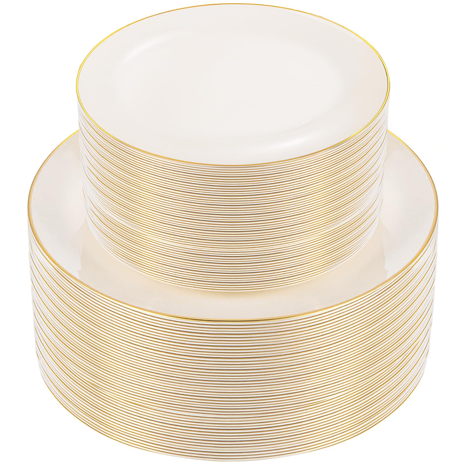 Ivory Plastic Plates - 100 Pack for Parties & Weddings -1