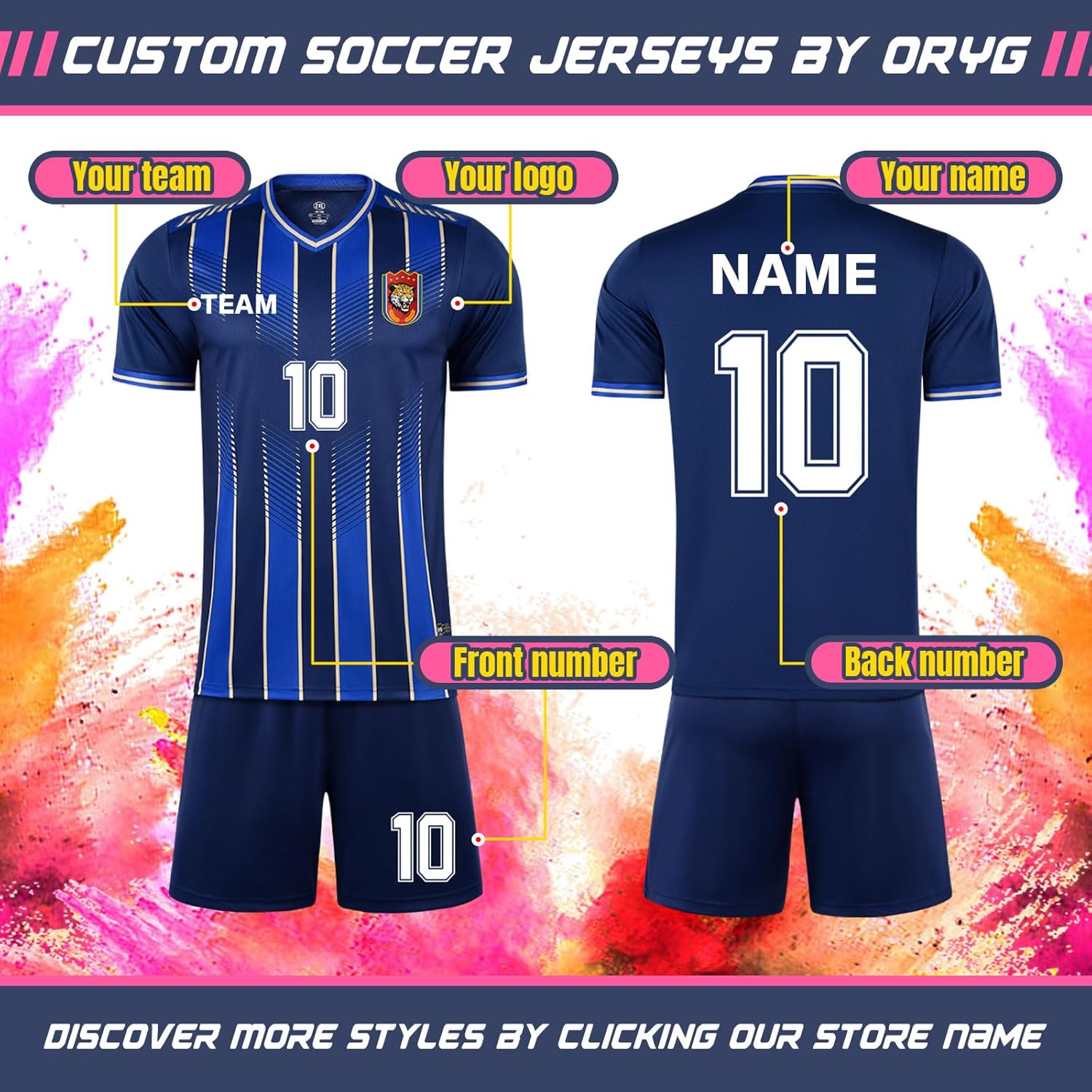 ORYG Custom Soccer Jersey Set with Name Number and Logo Personalized Soccer Shirts for Adults And Kids - Image 2