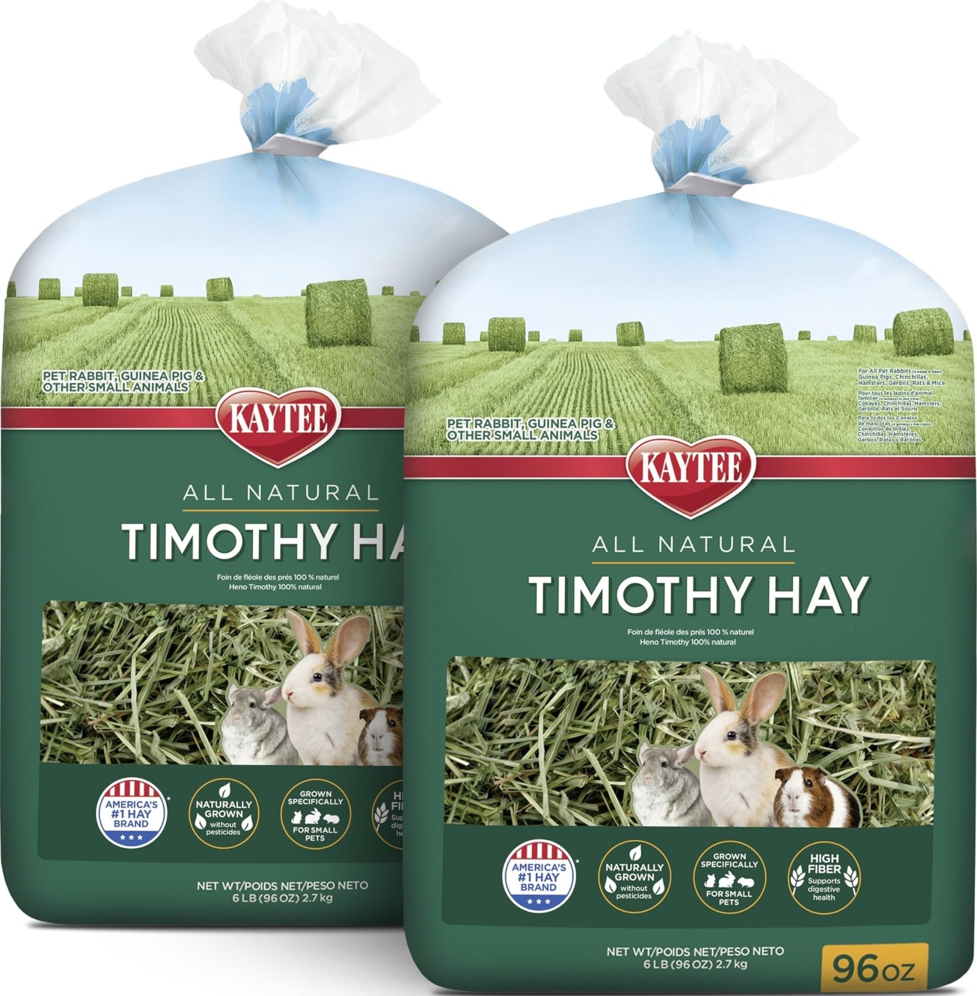 Kaytee Timothy Hay, High Fiber for Rabbits, Guinea Pigs, 12 Pounds | Supports digestive health. Hand-selected rabbit hay. Guinea pig hay, chinchilla hay, pesticide free