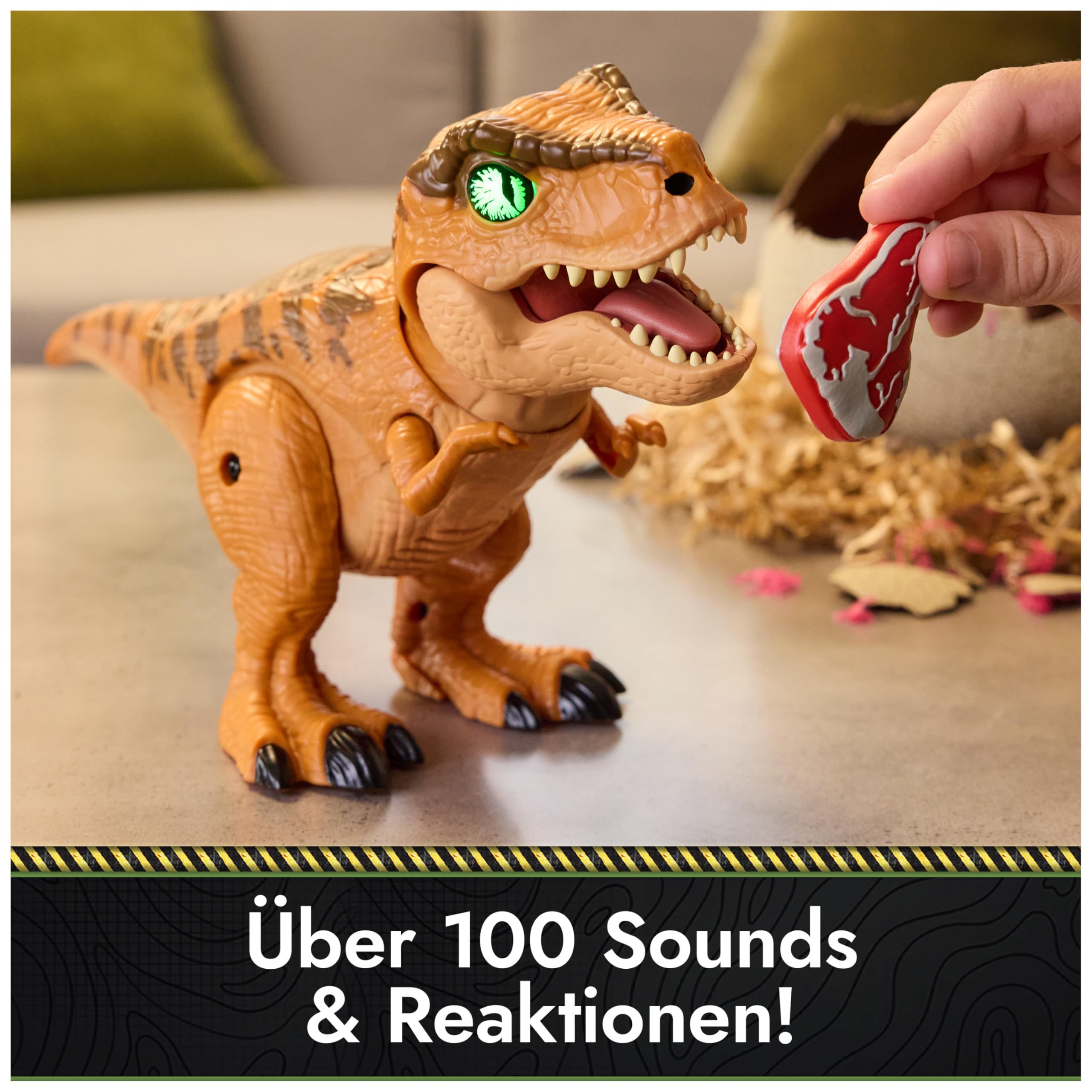 Primal Hatch – Jurassic World T-Rex im Ei, über 100 Soundeffekte und Reaktionen, interaktives Spielzeug für Kinder ab 5 Jahren