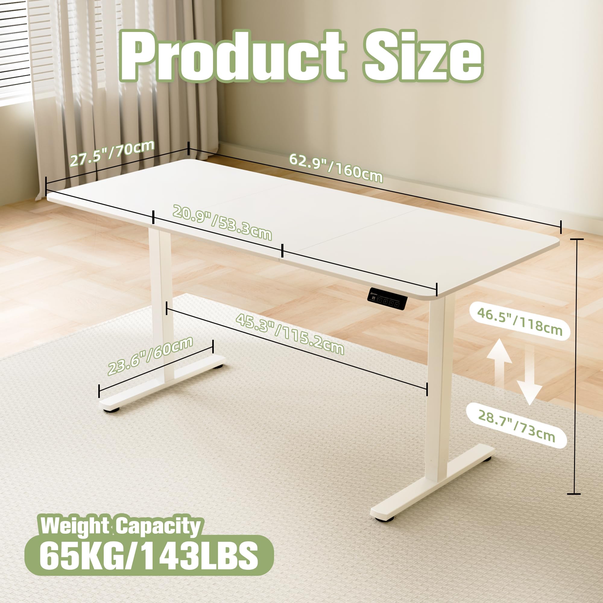 ERGOMAKER 63" Electric Standing Desk Gallery Image