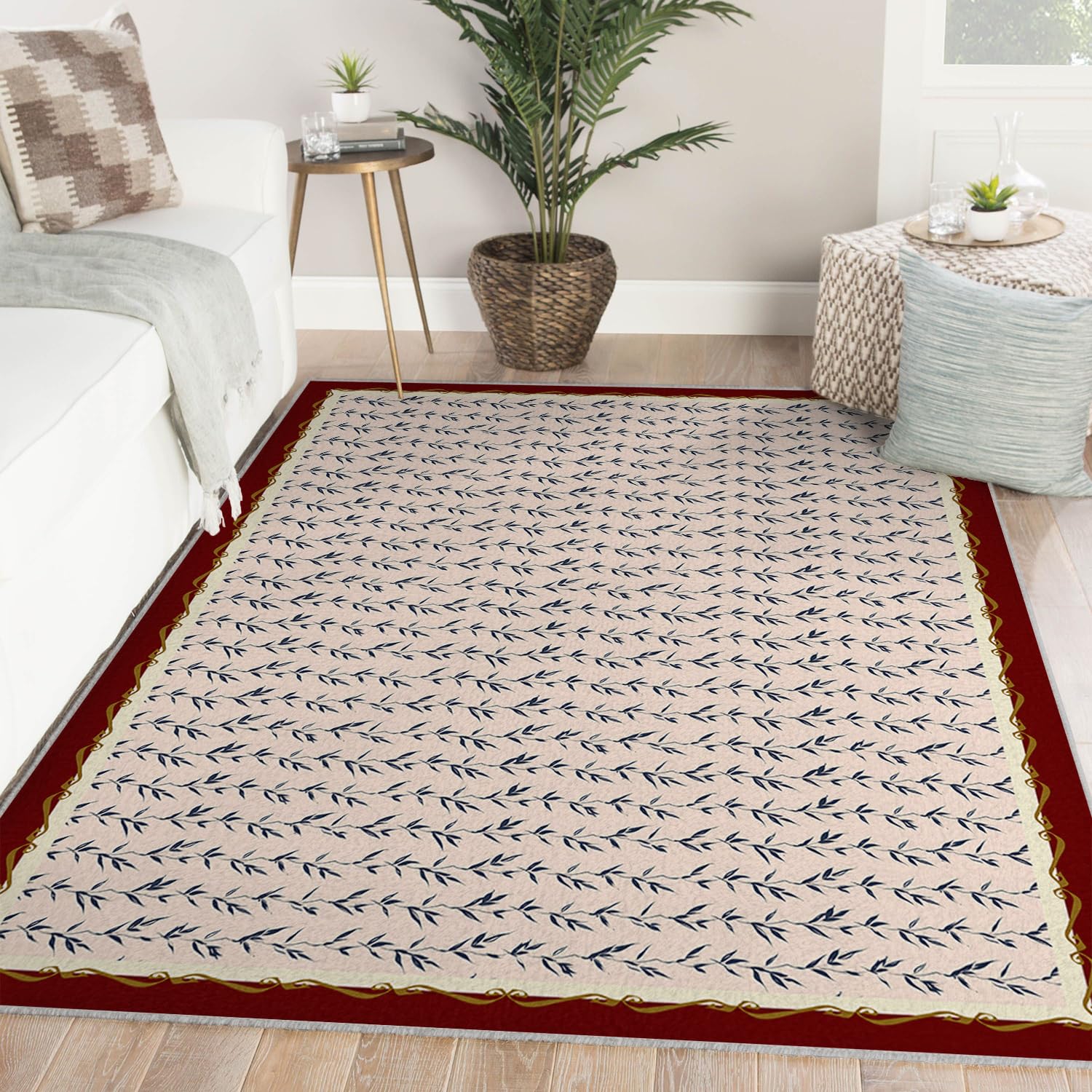 Tapis d'intérieur esthétique floral pour créer un salon chaleureux