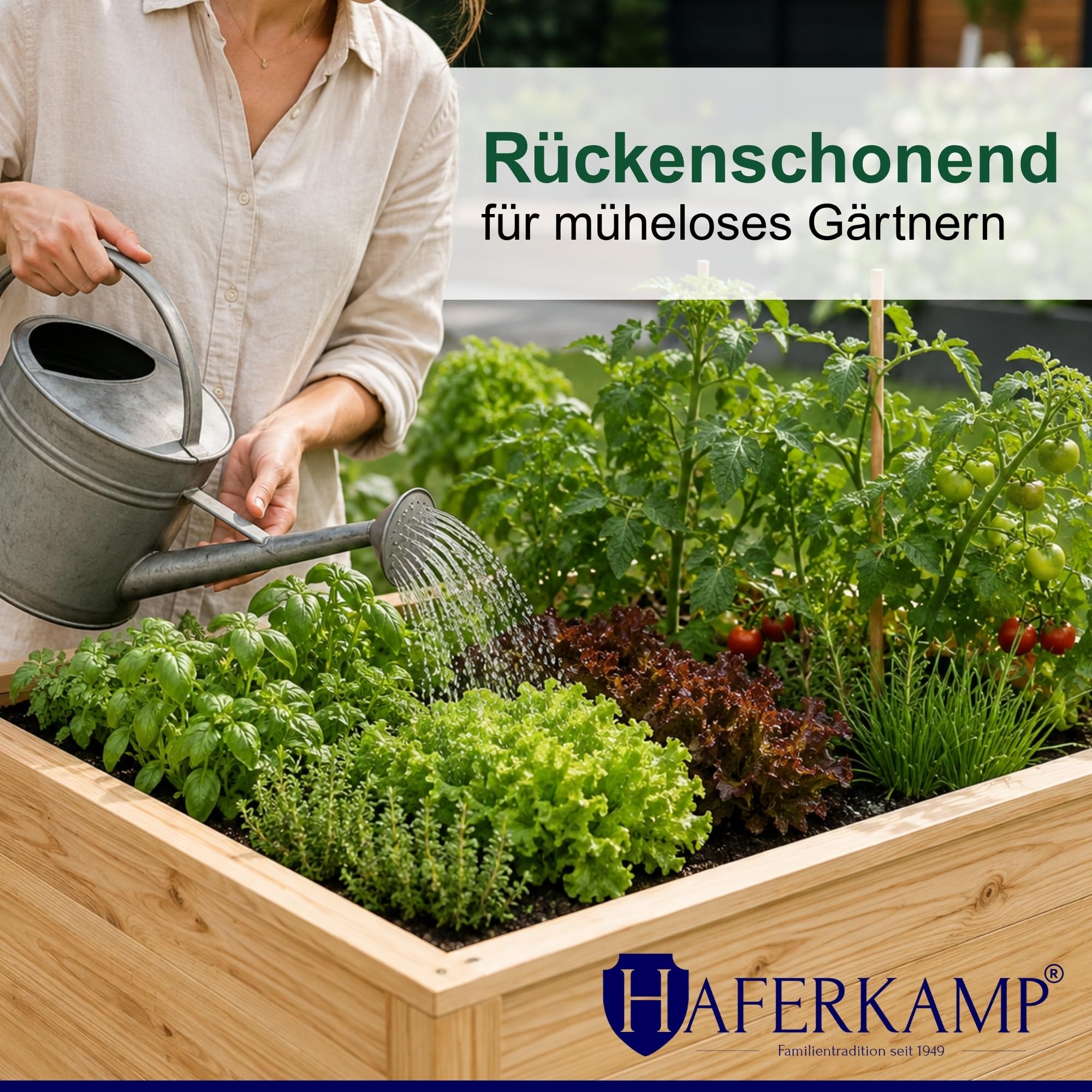Hochbeet Harz Holz & Schutzfolie für Garten 130x65x84cm Natur | Gemüsebeet Außenbereich zum Bepflanzen von Gemüse & Kräutern stabil pflegeleicht langlebig rechteckig