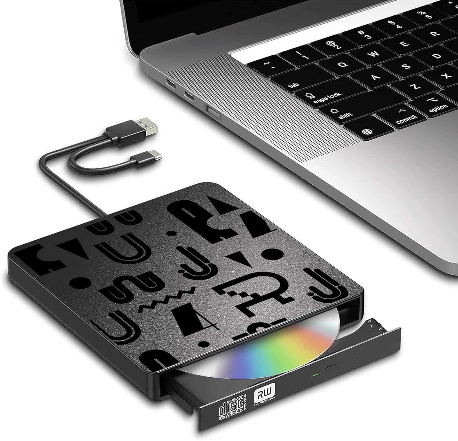 Anomat External CD DVD Drive for Laptop, USB 3.0 & TypeC Portable CD