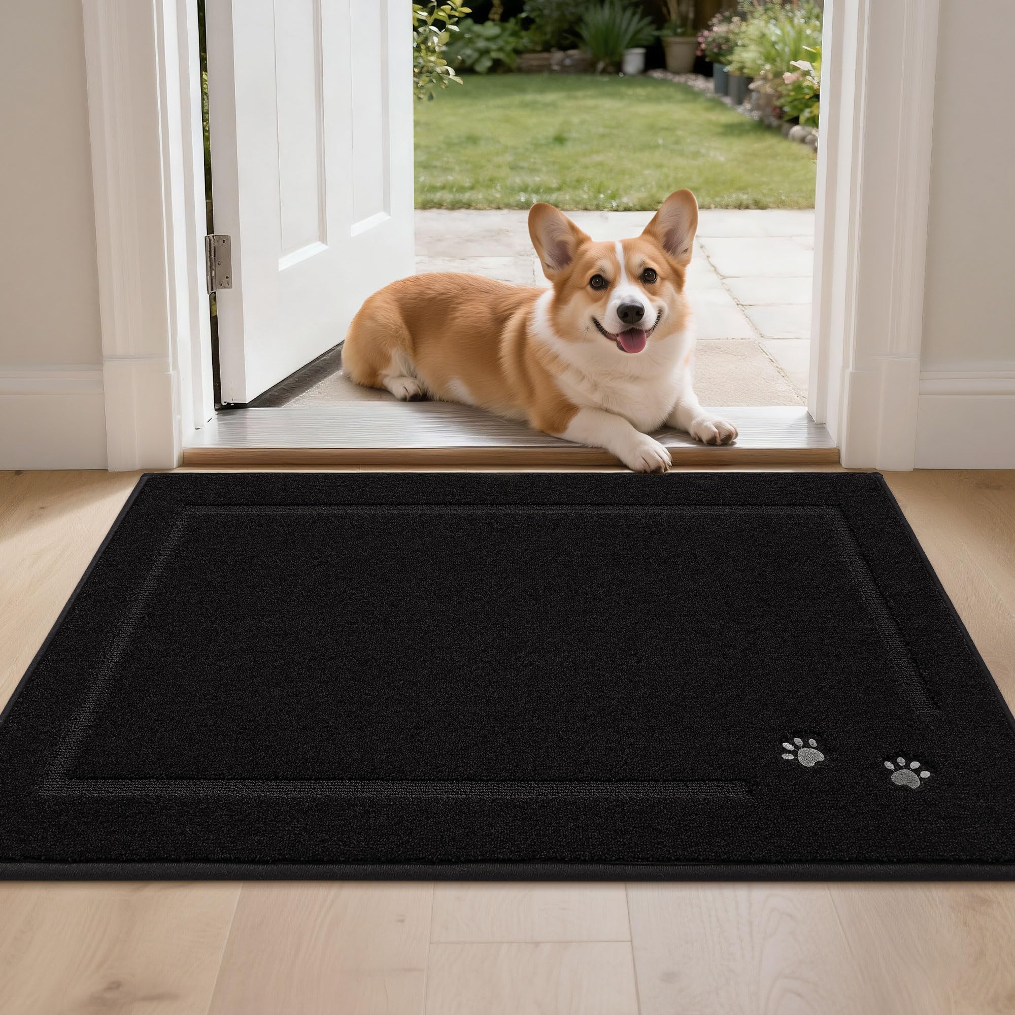 BEQHAUSE Dog Door Mat for Mud Paws Dirt Trapper