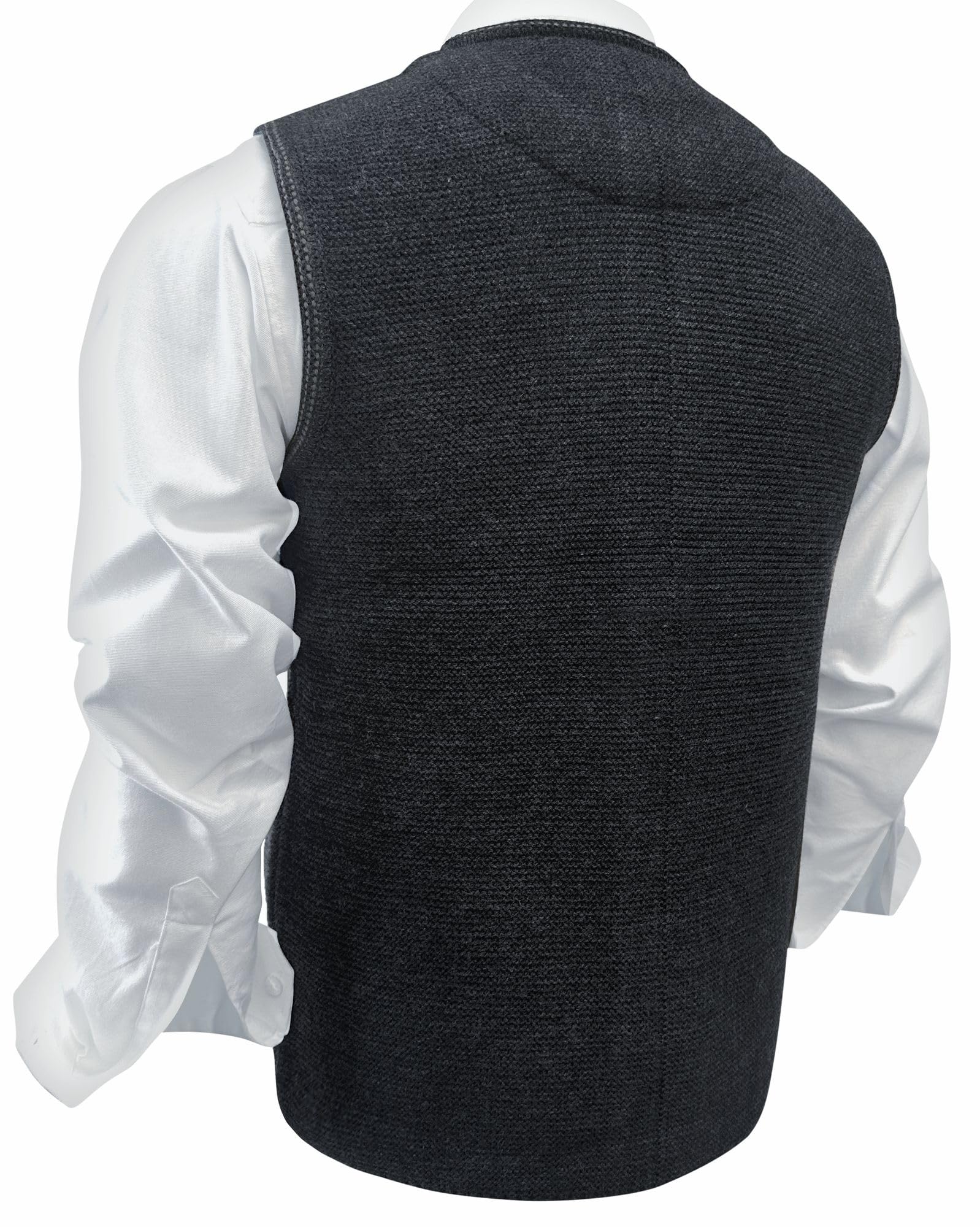 Trachtenweste Strickweste Trachtengilet Strickgilet Strickjacke ohne Arm Gilet Herren Trachtenjacke Jacke ärmellos Weste Schurwollmischung Strick waschbar dunkelgrau braun