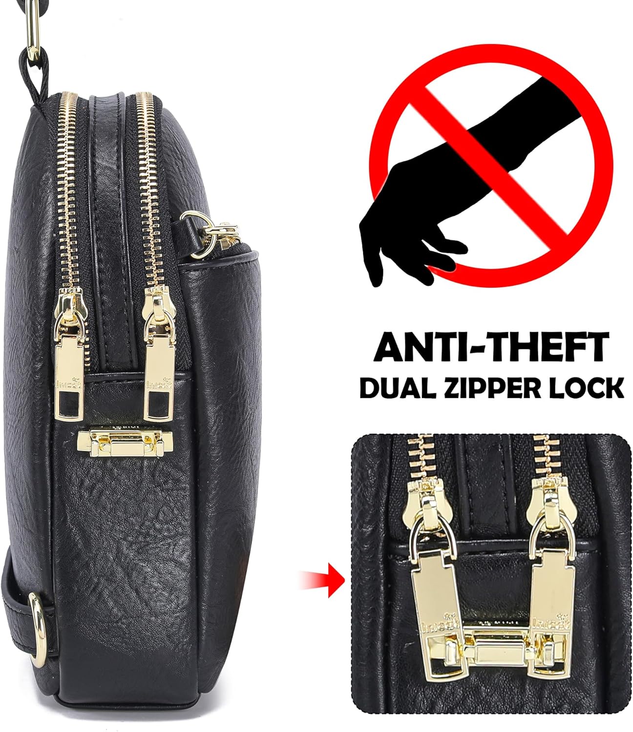 INICAT RFID Blocking Sling Bag, Anti Theft Crossbody Bag for Women, Travel Fanny Pack Style Purse, Vegan Leather - Image 3