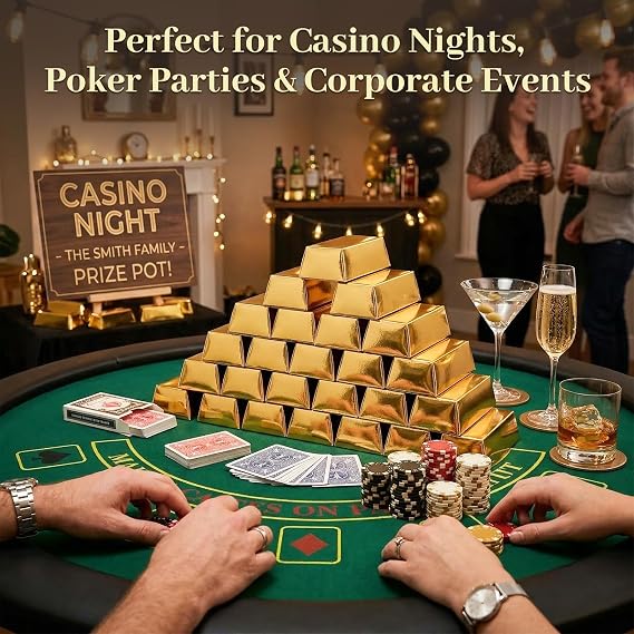 VGOODALL 50 Pack Party Favor Boxes, 5.5 x 3.2 x 1.6 Gold Bar Candy Boxes for Chocolates Coins Gold Bar Theme Decoration