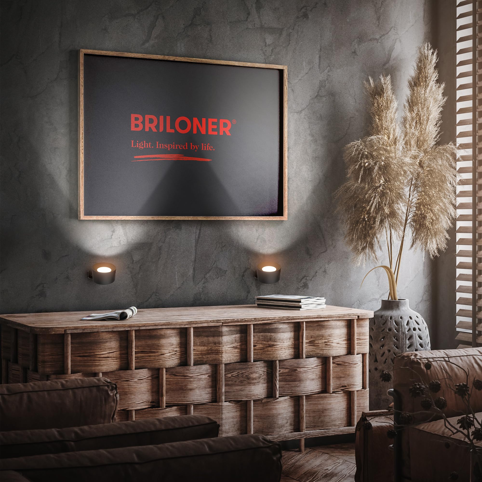 BRILONER - Lampa ścienna bez przyłącza prądu z akumulatorem, magnetycznie zdejmowana, obracana o 360 stopni, możliwość ściemniania, CCT, kinkiet wewnętrzny, lampa ścienna, lampa do łóżka, lampka do
