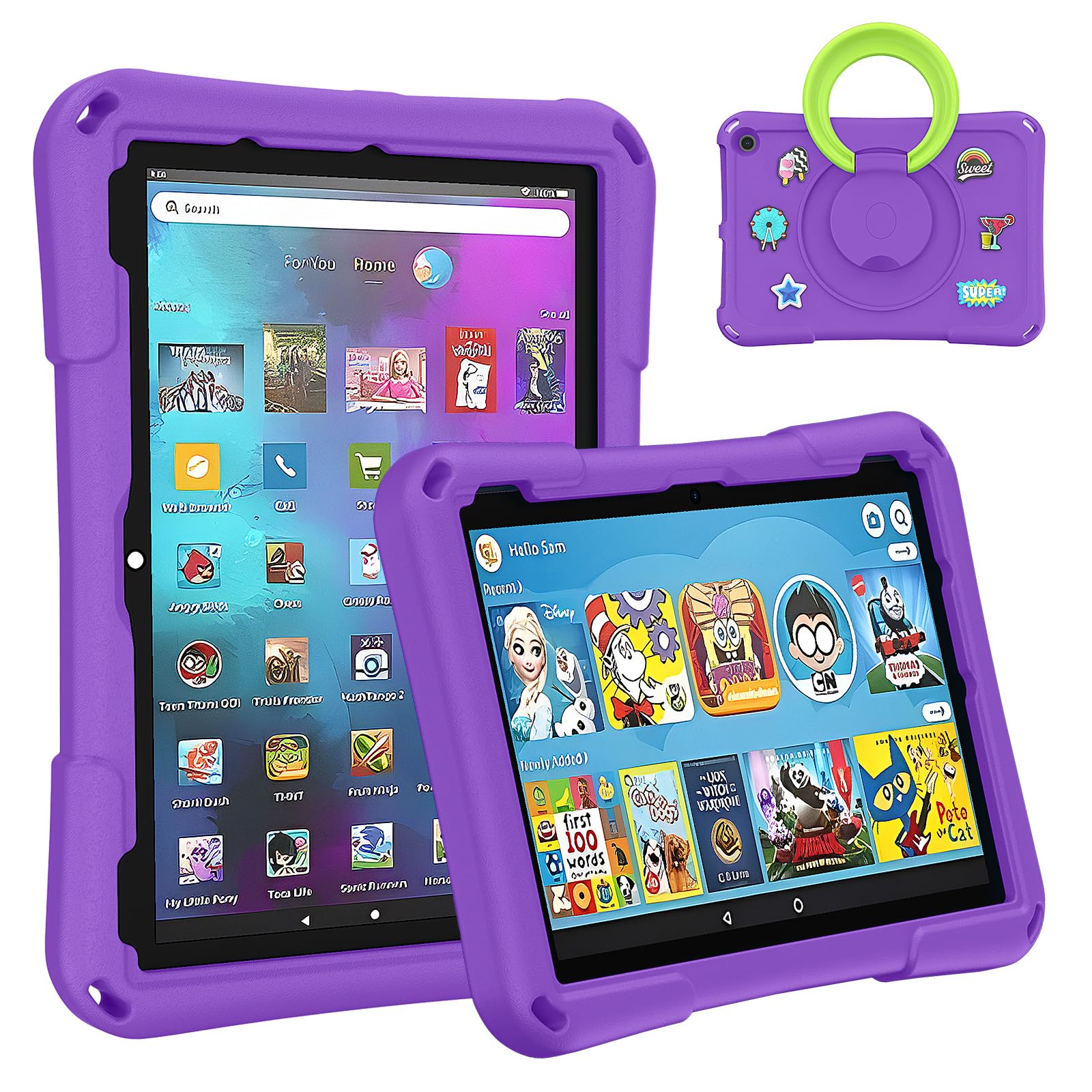 Purple-Tablet 10 Case and Cover for Kids, Compatible 2023/2021 Model Not  for iPad/Samsung/Onn Tab, Ubearkk Anti Slip Shockproof Case Cover