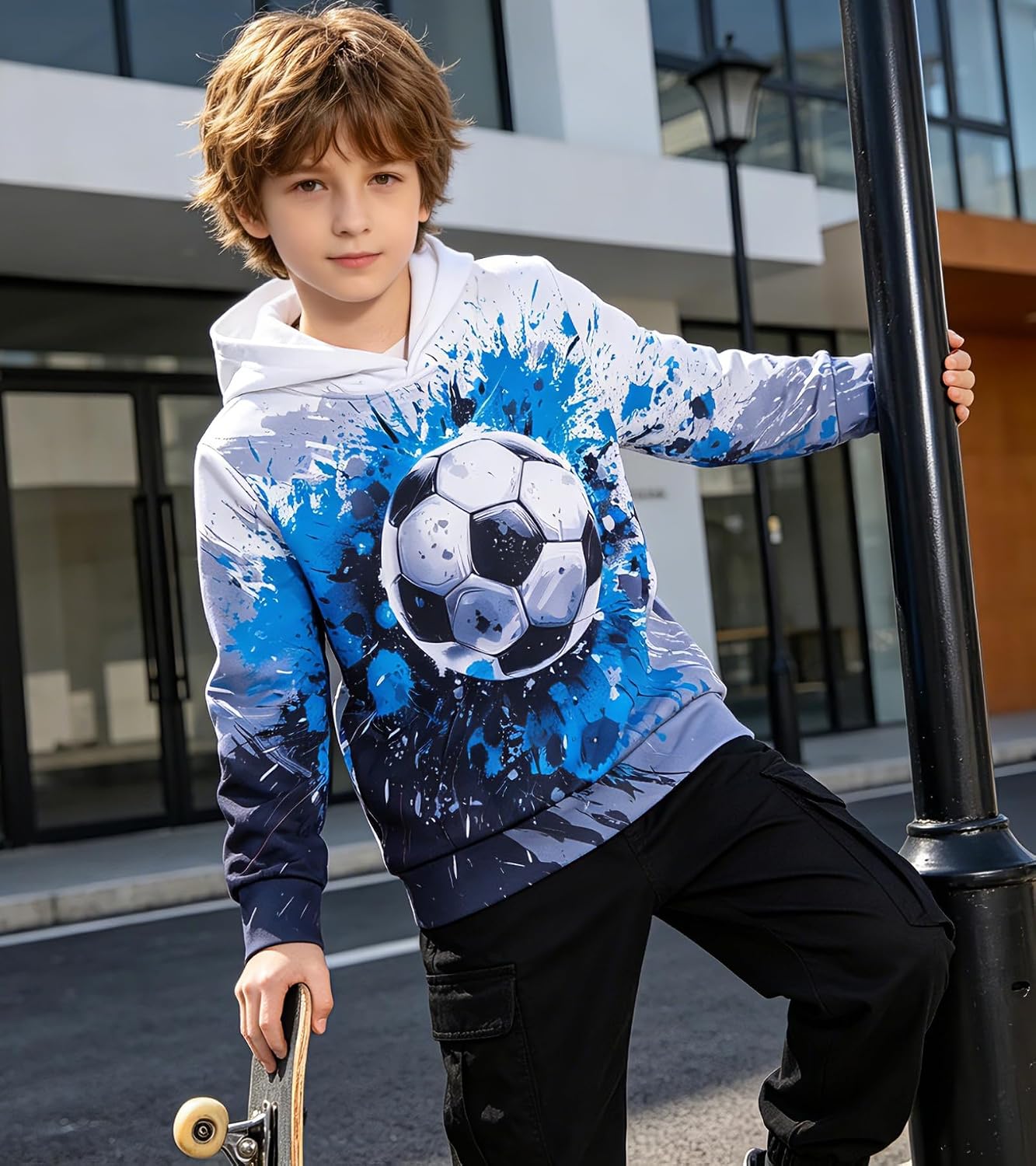 Boys Hoodies 3D Graphic Cool Hooded Pullover 6-16Y Sweatshirt for Kids