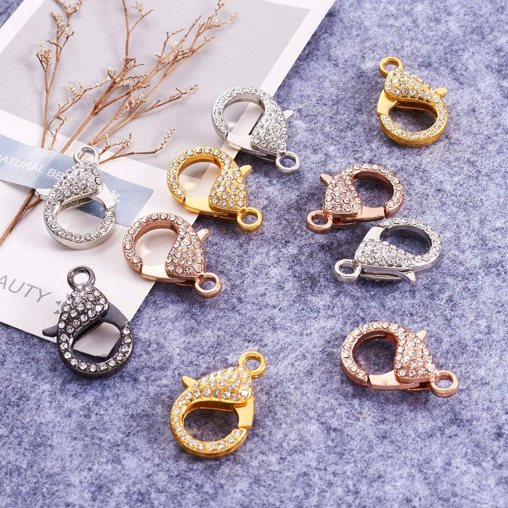 KISSITTY 10pcs Rhinestone Lobster Claw Clasps 31x22mm Random Mixed Color Alloy Metal Necklace Clasp for Jewelry Necklaces Bracelet Making - Image 5