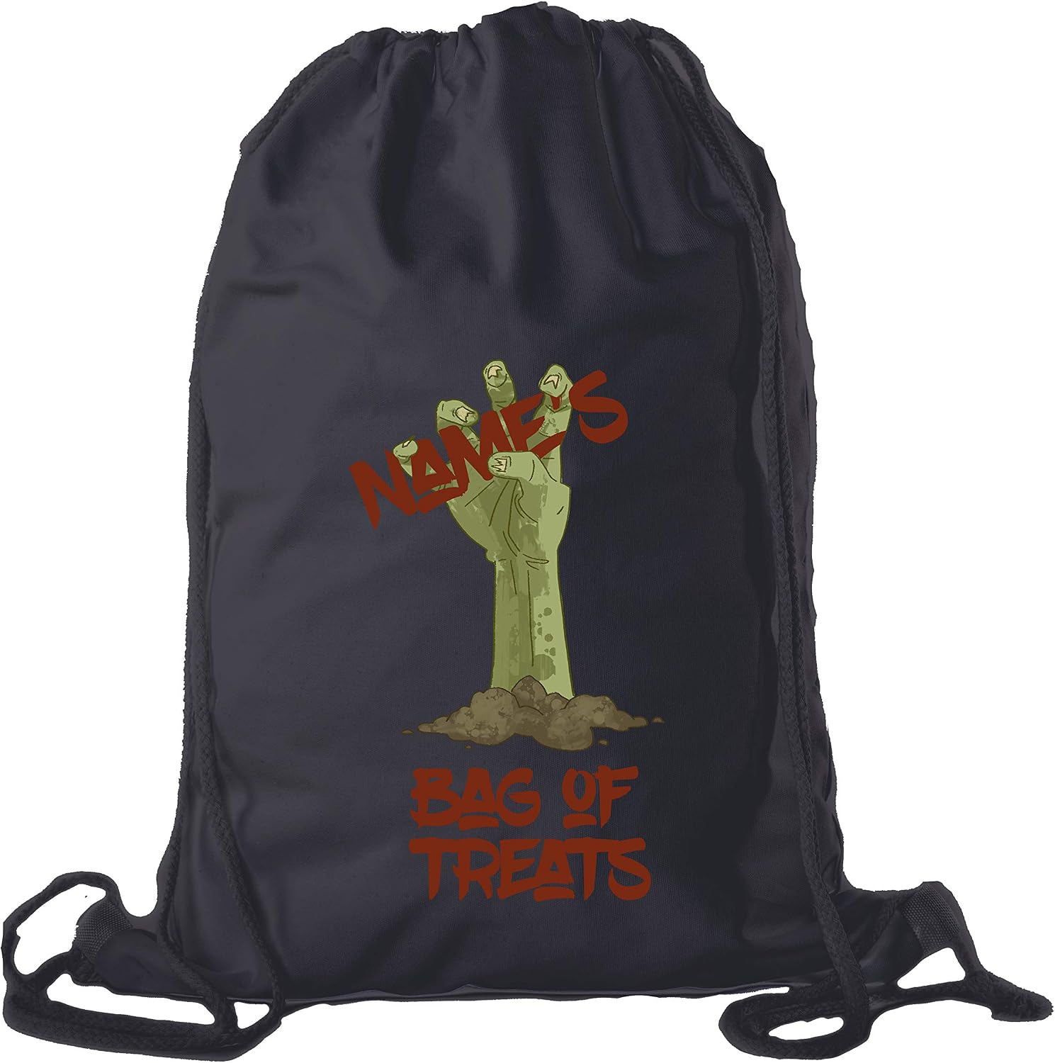 Name's Bag of Treats Zombie, Halloween Treats Cinch Bag, Funny Zombie Cotton Bag