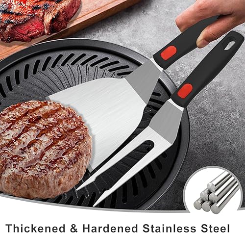 Miniatura 4 de POTWIY Espátula de acero inoxidable, paquete de 4 espátulas pequeñas de metal para uso en cocina, juego de espátulas de hamburguesas resistentes