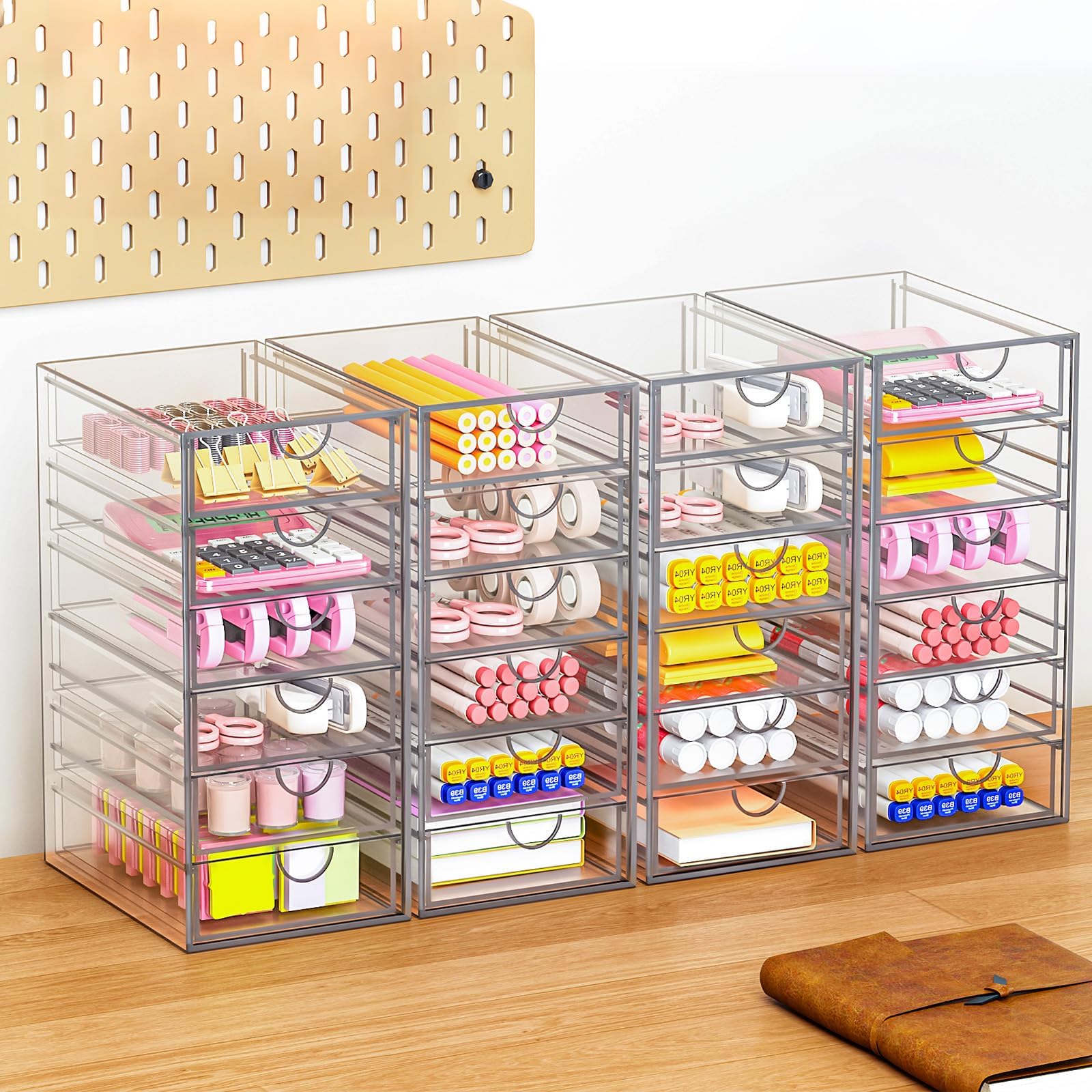 YFXCVSL Organizador de maquillaje acrílico con 31 cajones, paquete de 6 cajones de almacenamiento transparentes, organizador de maquillaje de baño para paletas, cosméticos y suministros de belleza,