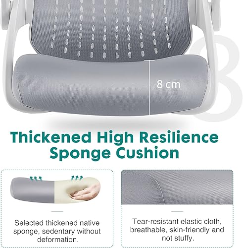 Miniatura 6 de OLIXIS Z3519GY-2 - Silla de oficina ergonómica con brazo abatible, silla de escritorio giratoria para computadora con asiento ancho, cojín de