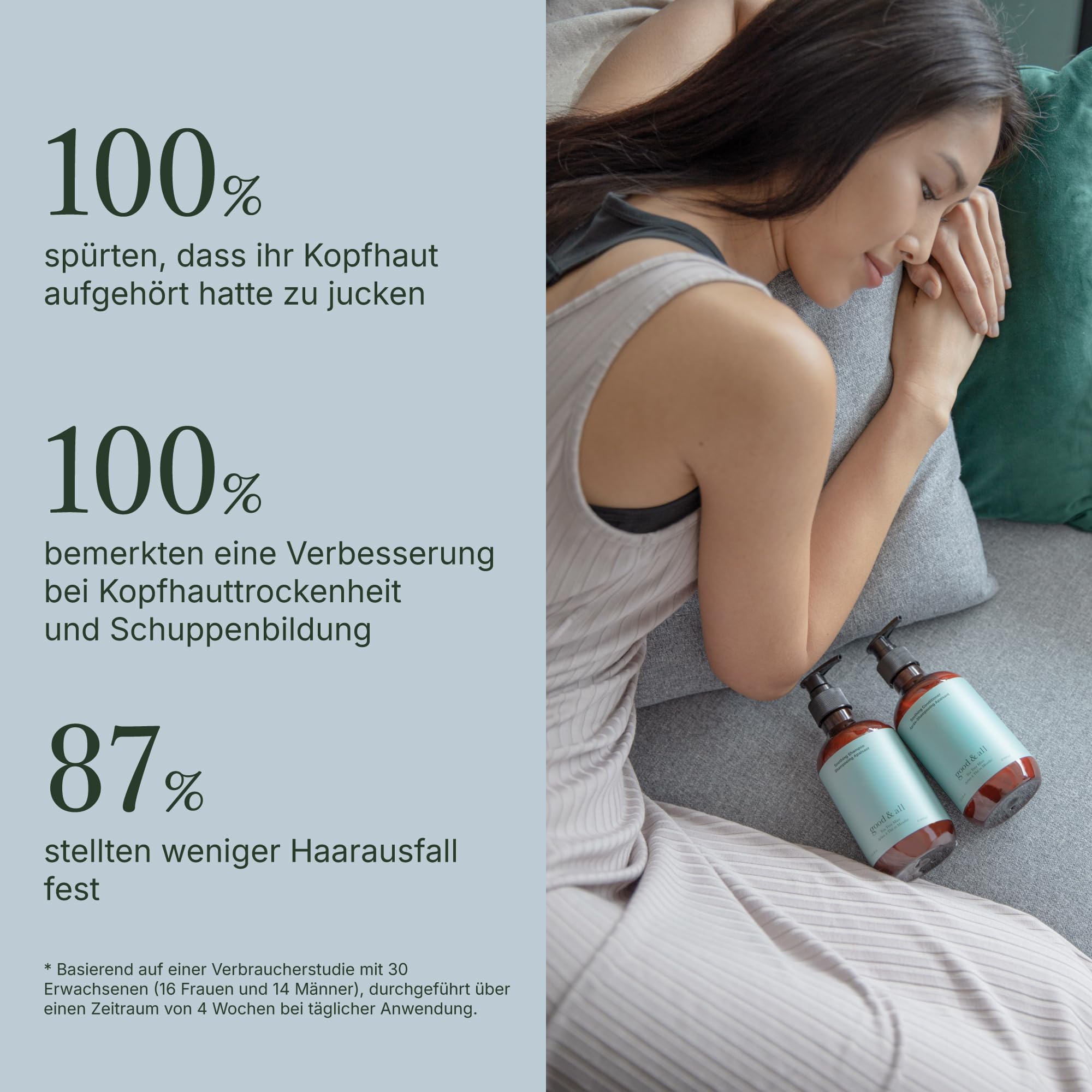 Good&All Shampoo & Conditioner Set für Trockene, Juckende Kopfhaut mit Teebaumöl, Pfefferminze - Sulfatfrei, Silikonfrei, Parabenfrei - 400ml