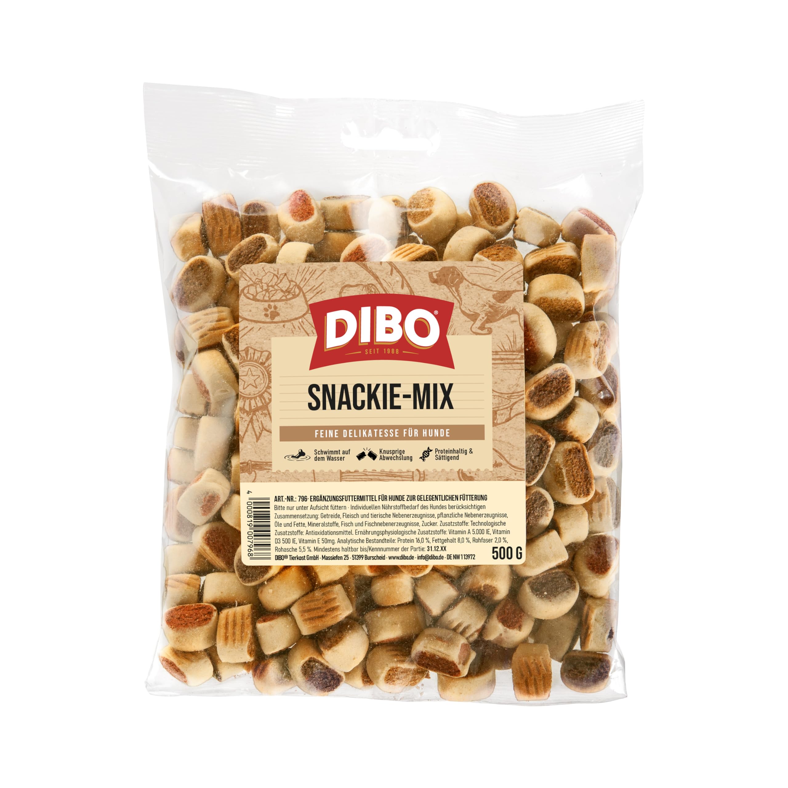 Mix di snack da 500 g, prodotti da forno come dieta sana e naturale per cani di DIBO, cibo per cani, barf, B.A.R.F