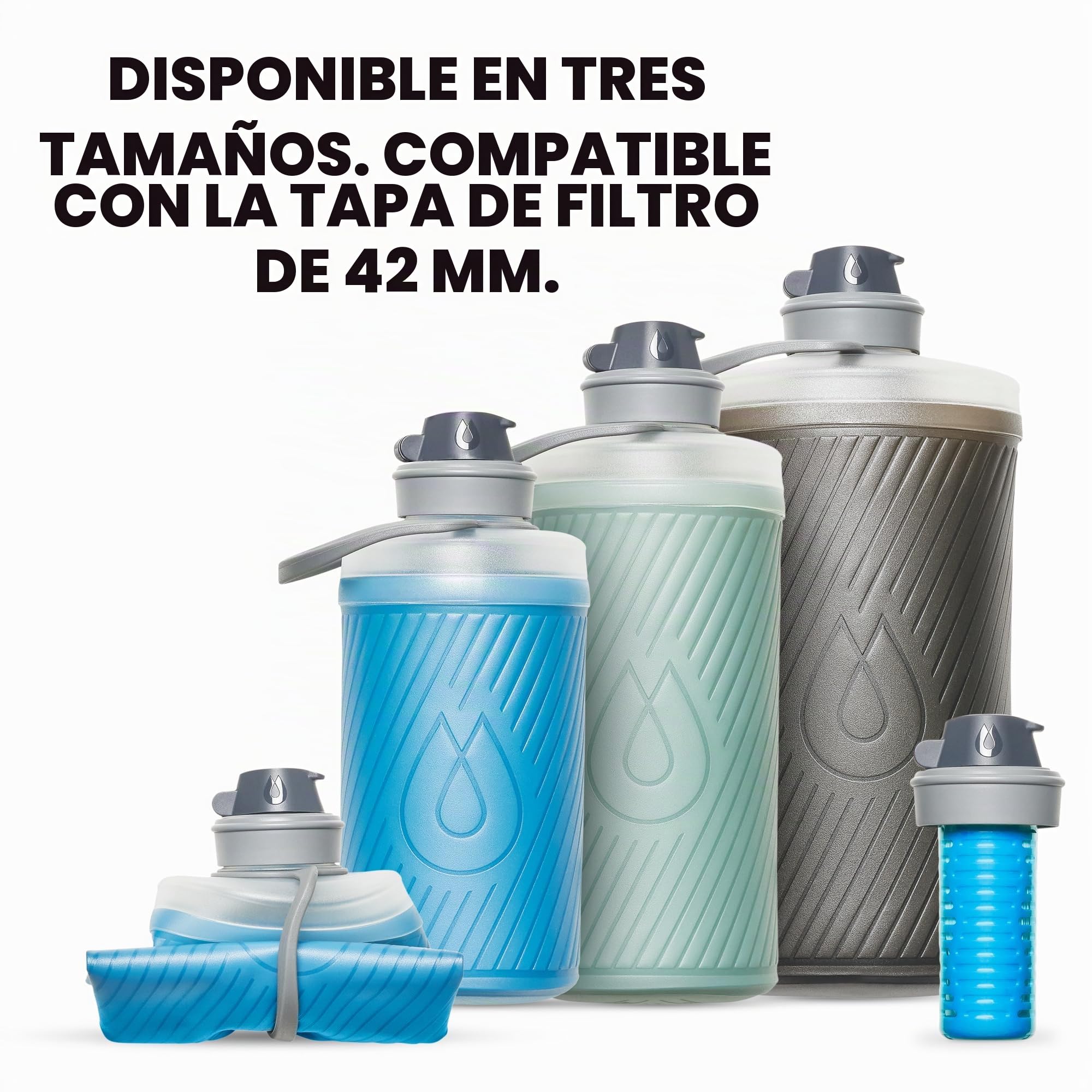 Hydrapak Flux - Botella de agua de senderismo plegable (750 ml) - Tapón de rosca sin BPA, ultraligero y antiderrames, color rojo secuoya