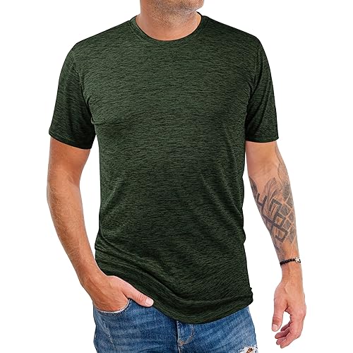 2&5 Pack Men's Sports T Shirts,Crew Neck Breathable Quick-Dry Short Sleeve, Lightweight Gym Tee for Athletic Running Casual