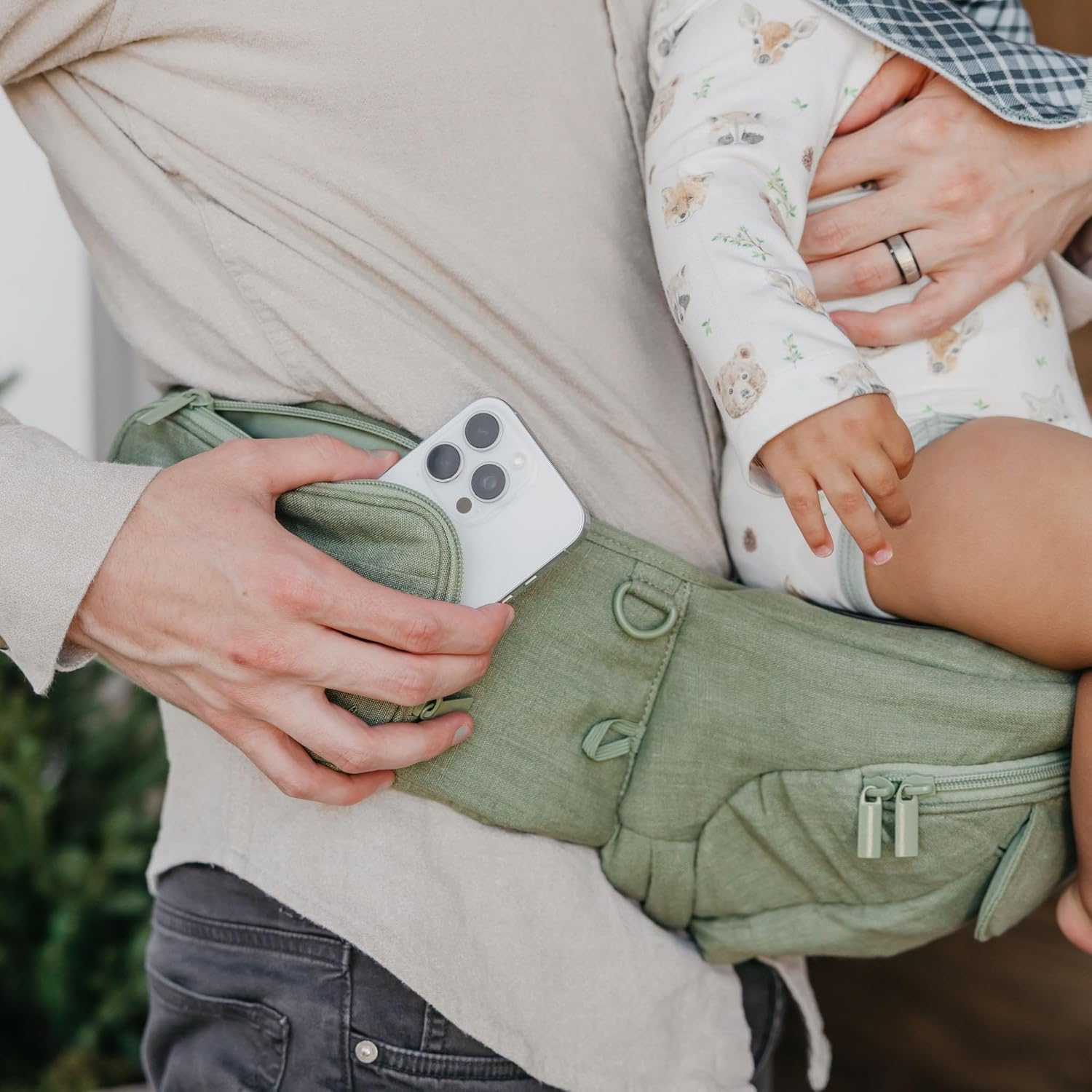 Fall Sage Linen Hip Carrier