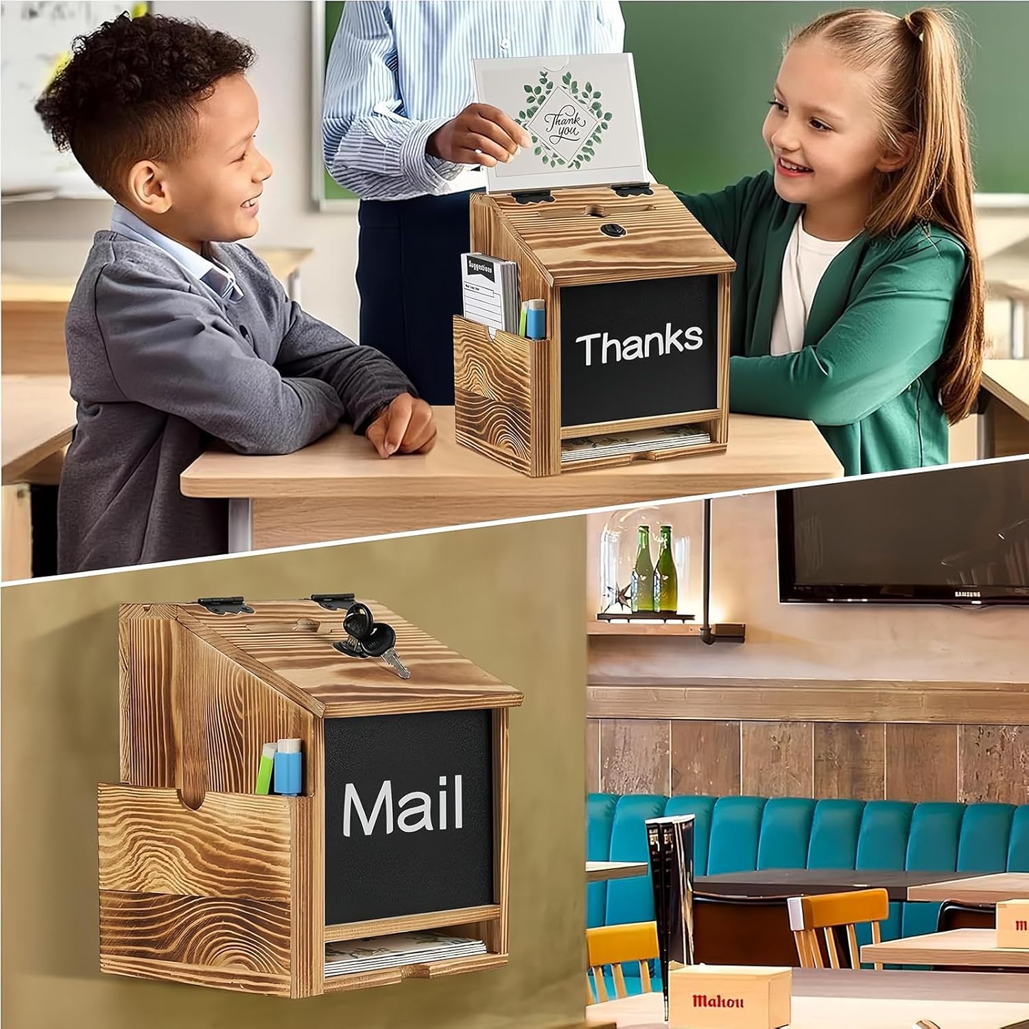 コメントボックス - ロック付き 壁掛け コイン収納 木製 募金ツール,寄付金コメントボックス | カフェ