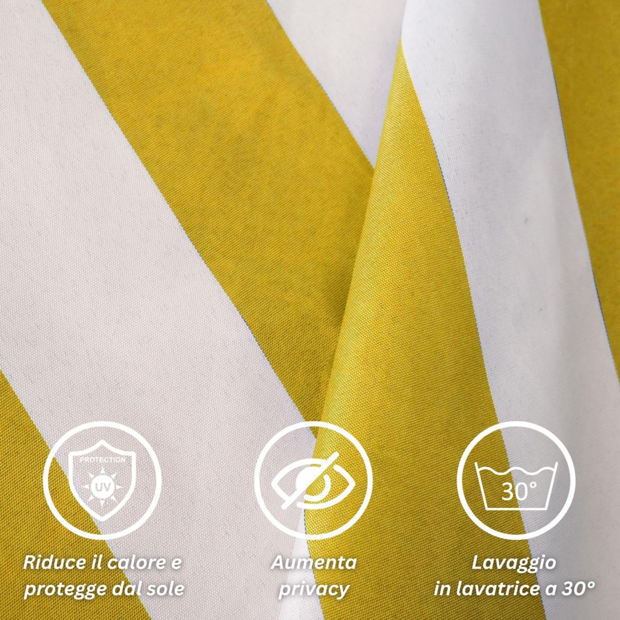 Caritex Tenda Da Sole per Esterno, Con Anelli, Tende da Sole per Balconi, 150x250 cm, Facile Montaggio, in Tessuto Duraturo e Resistente, A Righe, Sophia M892 (Giallo)