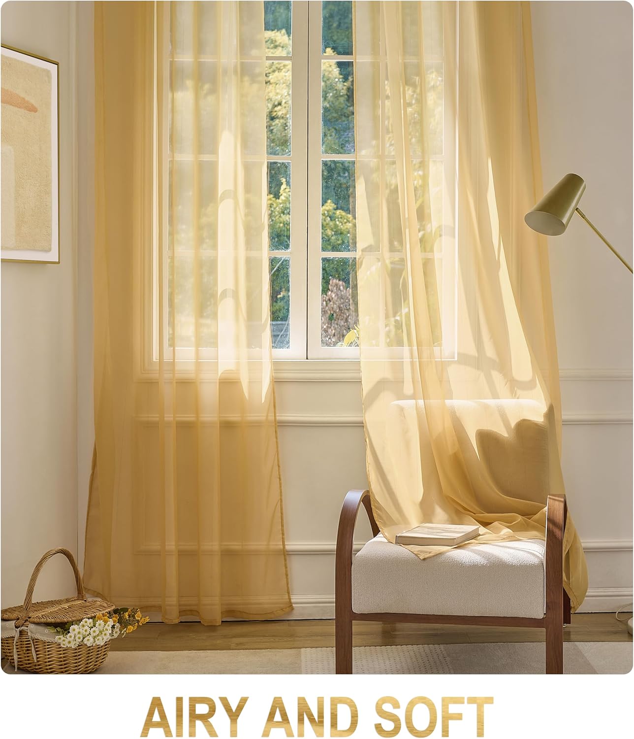 Foil Stripe Gold Sheer Curtains 96 inches Length 2 Panels with Grommets 52 inches Widith, Semi Transparant Curtains for Living Room and Multiple Rooms, Light Filtering Window Treatment