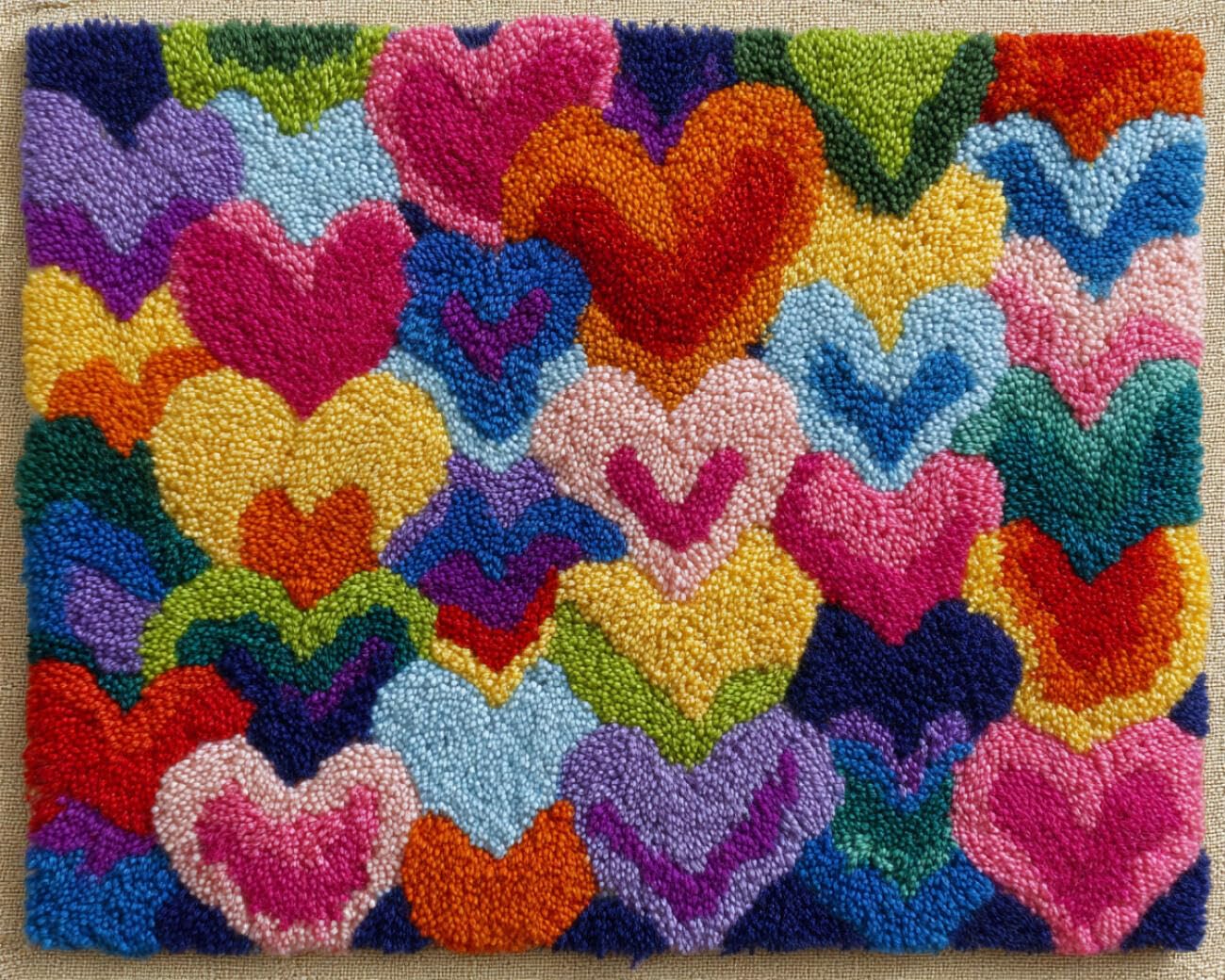AMBATTERY Latch Hook Rug Kit Watercolor Heart 55x75cm