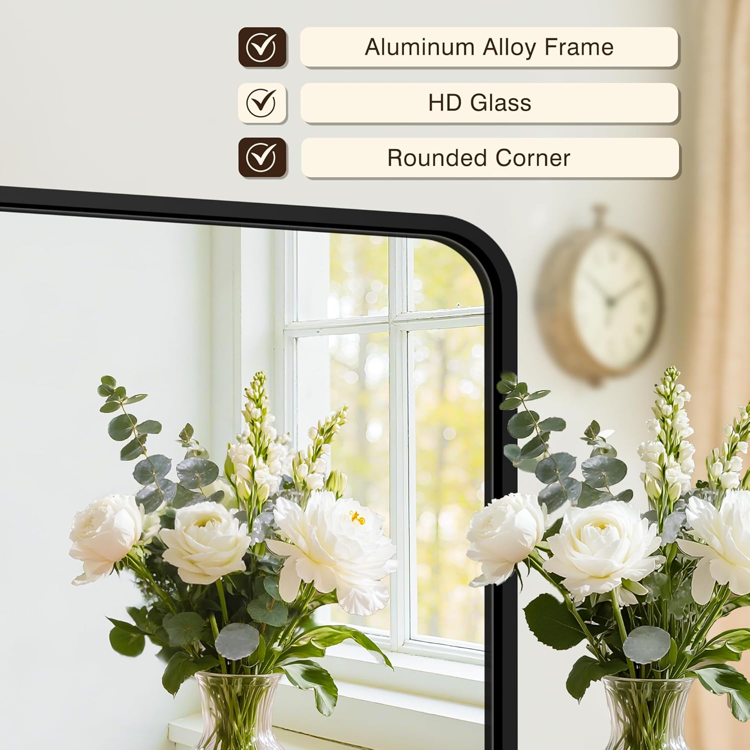 Bathroom Vanity Mirror for Wall, 2-Pack 36"x24" Wall Mounted Bathroom Mirror for Over Sink with Sturdy Metal Frame, Vertical or Horizontal, Living Room, Bedroom, Entryway(Black) - Image 4