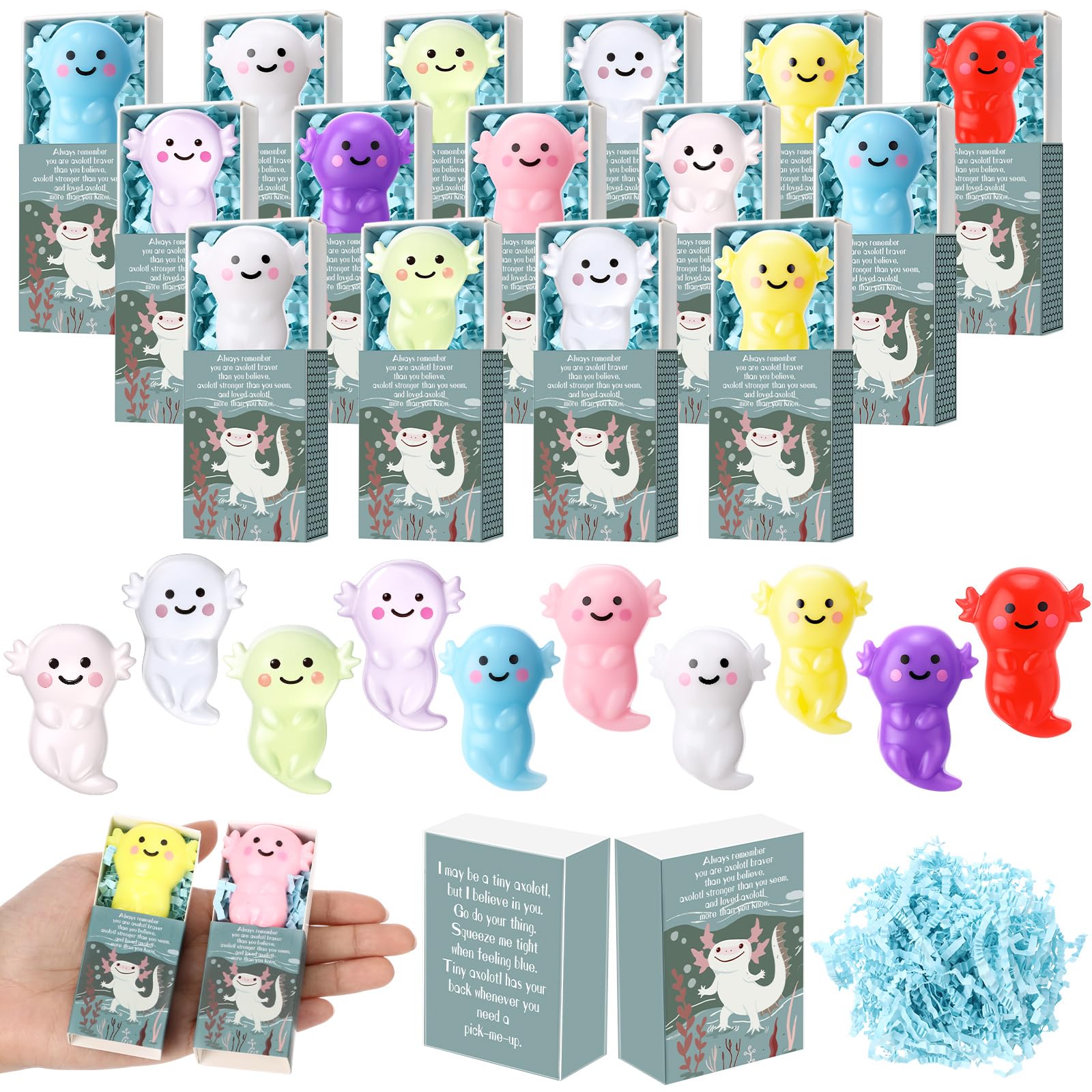 40 Sets Positive Gifts Axolotl Party Favors with Support Boxes — image 1