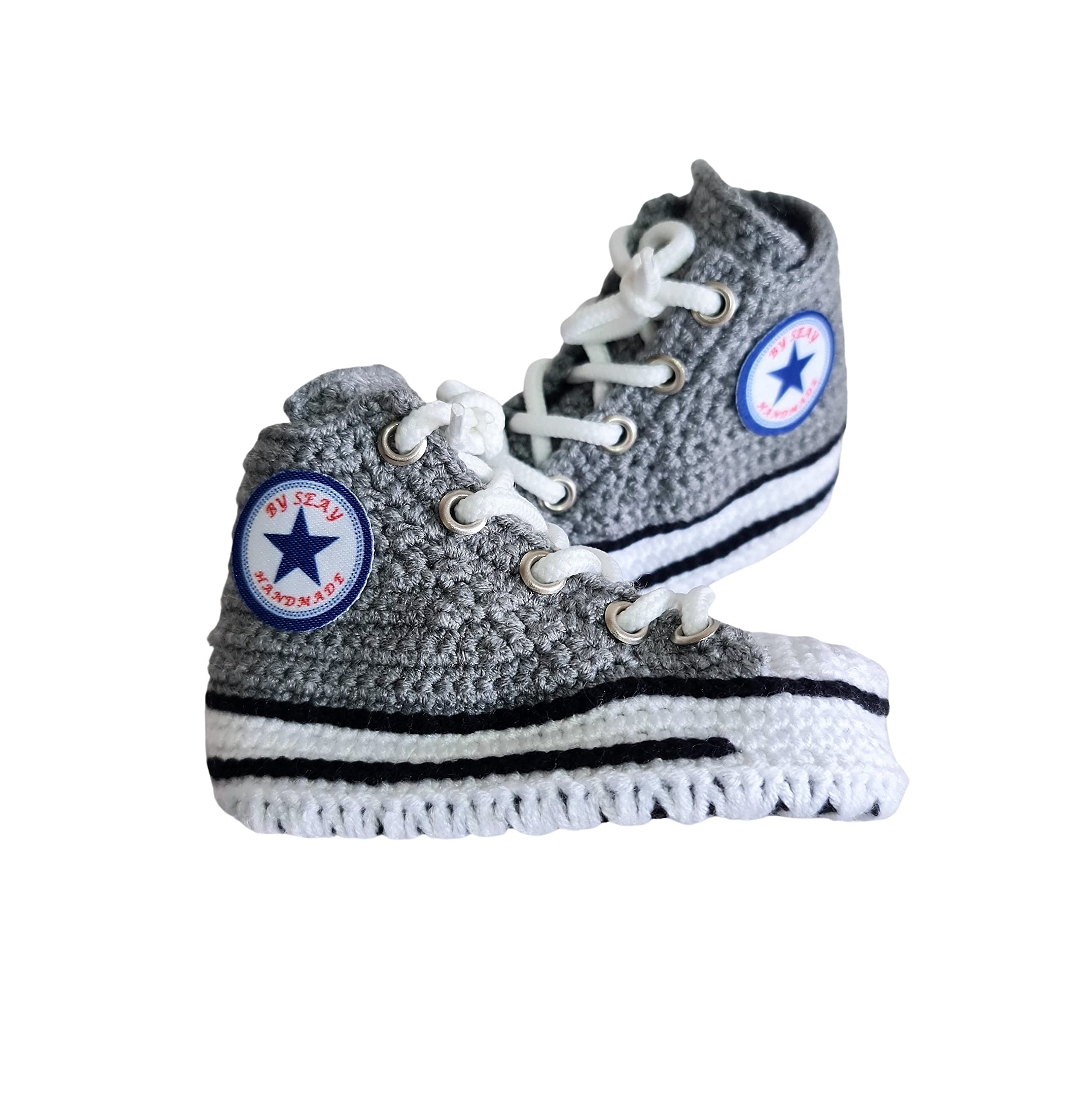 Erste Baby Schuhe Grau, handgehäkelte Woll-Krabbelsocken für Neugeborene, weiche rutschfeste Sohle, warme Häkel Booties für Kleinkinder, geschlechtsneutrales Geschenk zur Geburt