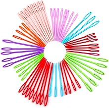 60 Pcs Large Eye Plastic Needles, 2 Sizes Yarn Needle, Plastic Sewing Needles Random Color, Weaving Needles, Safety Plastic Lacing Needles for Kids & Sewing Handmade Crafts (2.75inch/3.54inch)