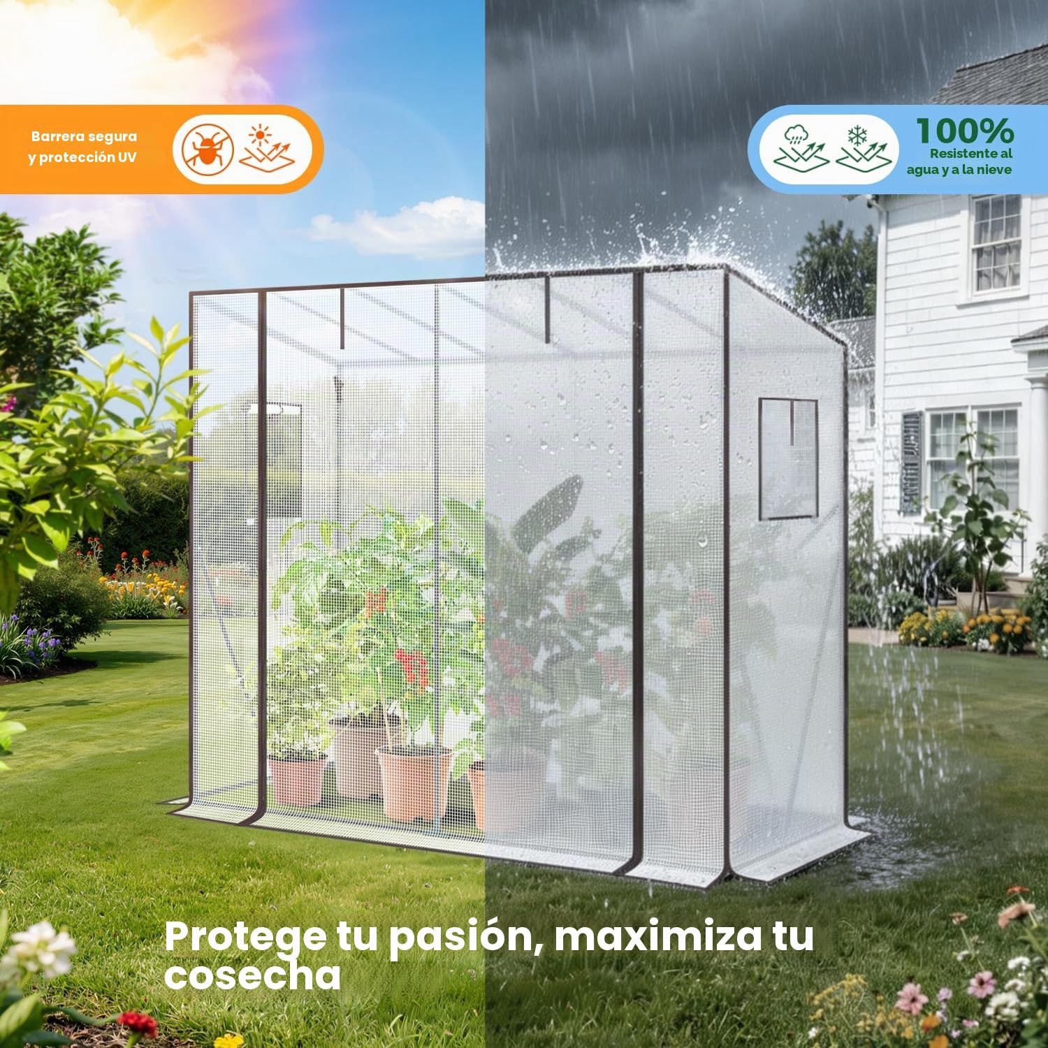 Ohuhu Invernadero de Jardín Invernadero de Tomates, Pequeño de Huerto con Puerta Enroll-Able Cubierta de PE 200x77x170 cm