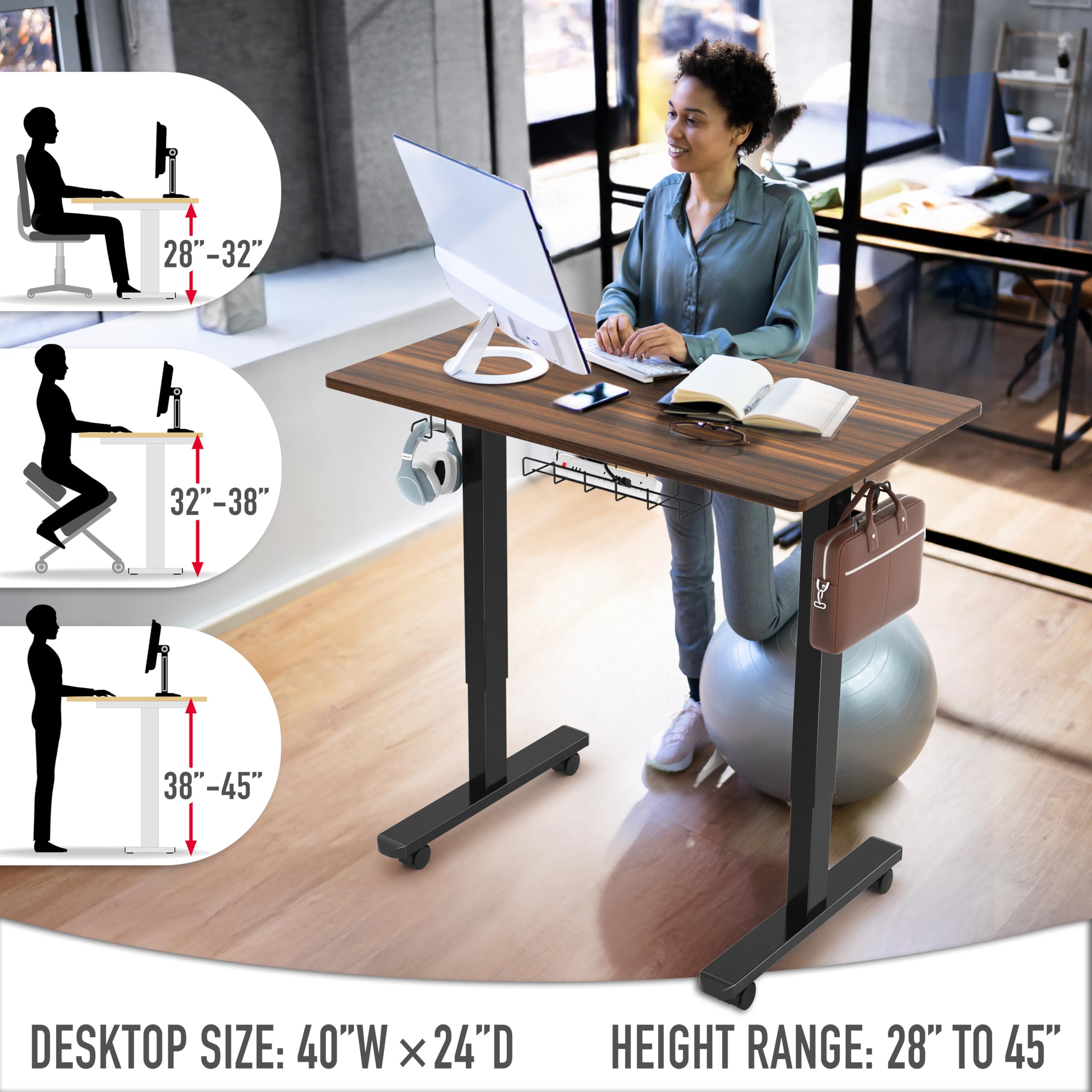 Amazon.com: SHW 40-Inch Mobile Electric Height Adjustable Sit to