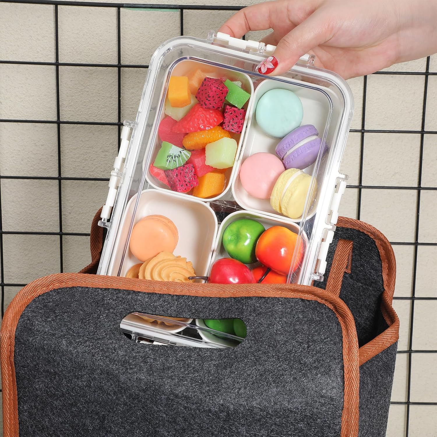 3 Pcs Small Snackle Box Container, 4 Compartment Snack Containers Plastic Divided Serving Tray with Lid Clear Storage Organizer for Fruits Candy Snacks Nuts Travel Party