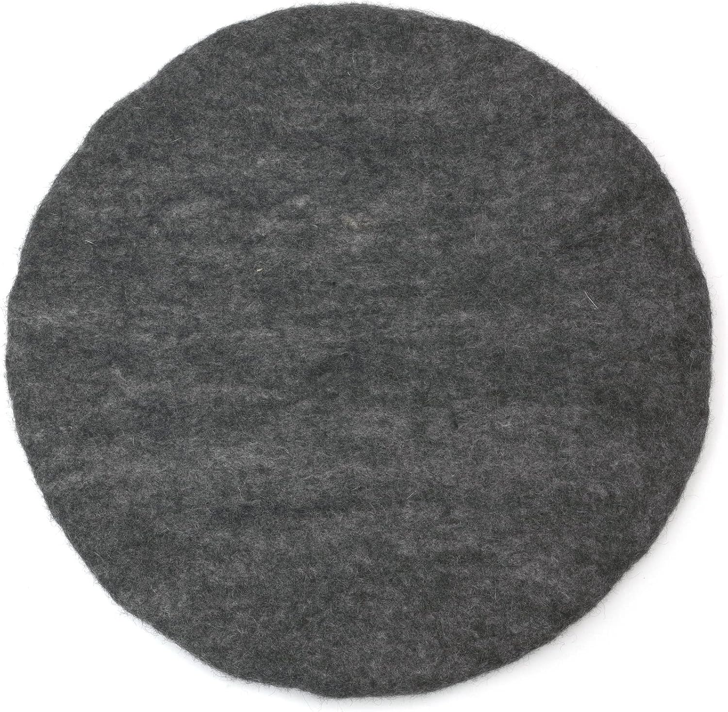 Glaciart One Wool Round Chair Cushion - Comfortable Stool, Seat Or Pet Bed Padding - Made from Pure Hand-Felted New Zealand Wool - Breathable & Washable - Charcoal Grey, 15-16” Wide, 3/4” Thick