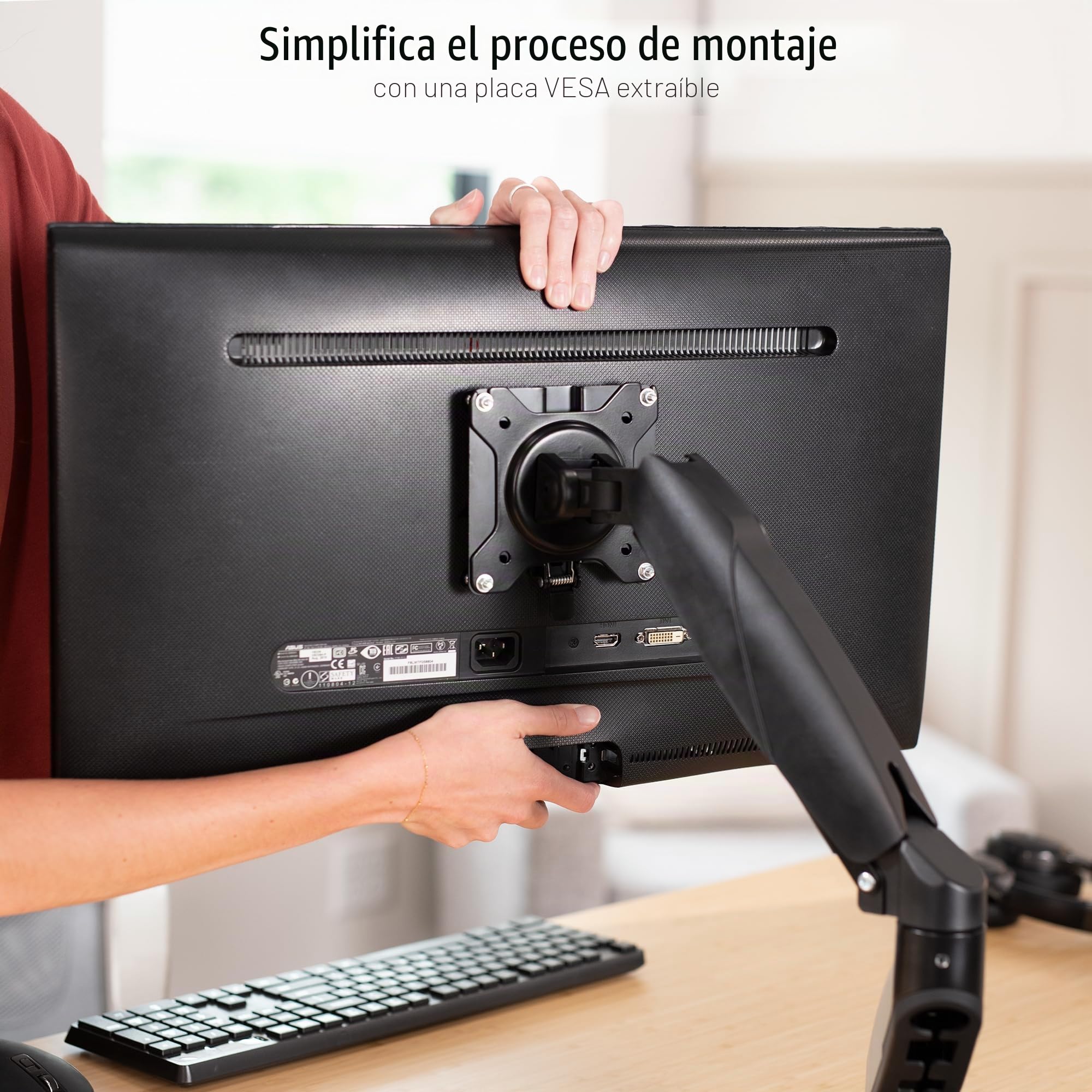 Vivo Adaptador VESA Mount Kit de Soporte de liberación rápida, fijación de Soporte y Montaje en Pared, Placa VESA extraíble para un fácil Montaje de Monitor LCD y Pantalla de TV, Stand-VAD2