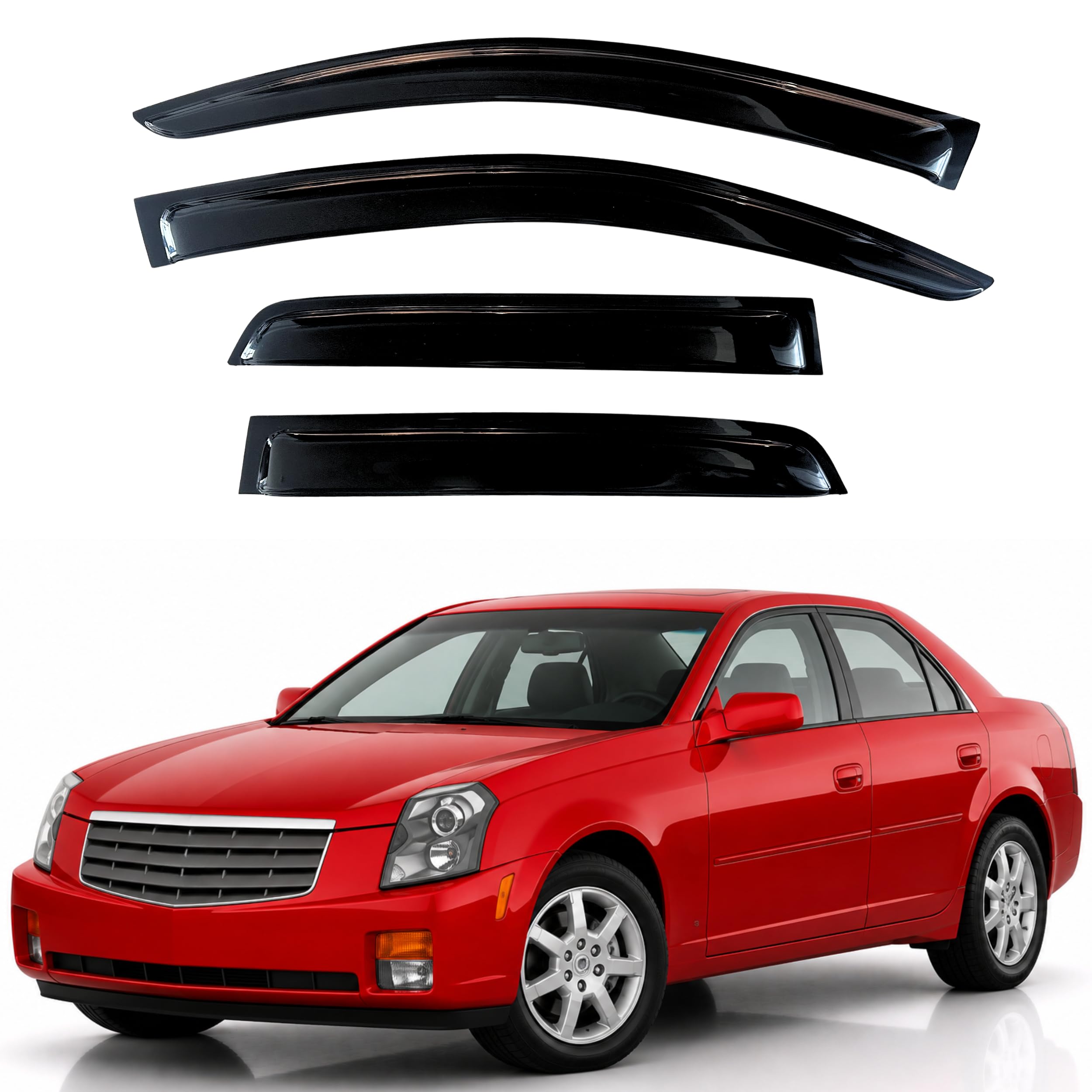 KPY Rain Guards Fit for 2003-2007 Cadillac CTS, Out-Channel Window Visors Vent Wind Deflectors 4PC, Car Accessories for 03-07 CTS
