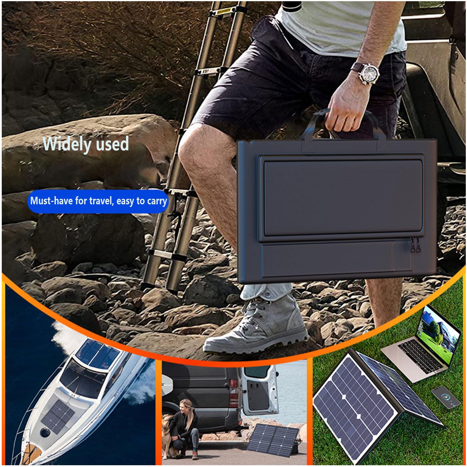 Pannello solare portatile da 100 W per centrale elettrica, pannello solare pieghevole da 20 V, caricabatterie solare monocristallino pieghevole da 100 Watt per campeggio, escursionismo e vita fuori re