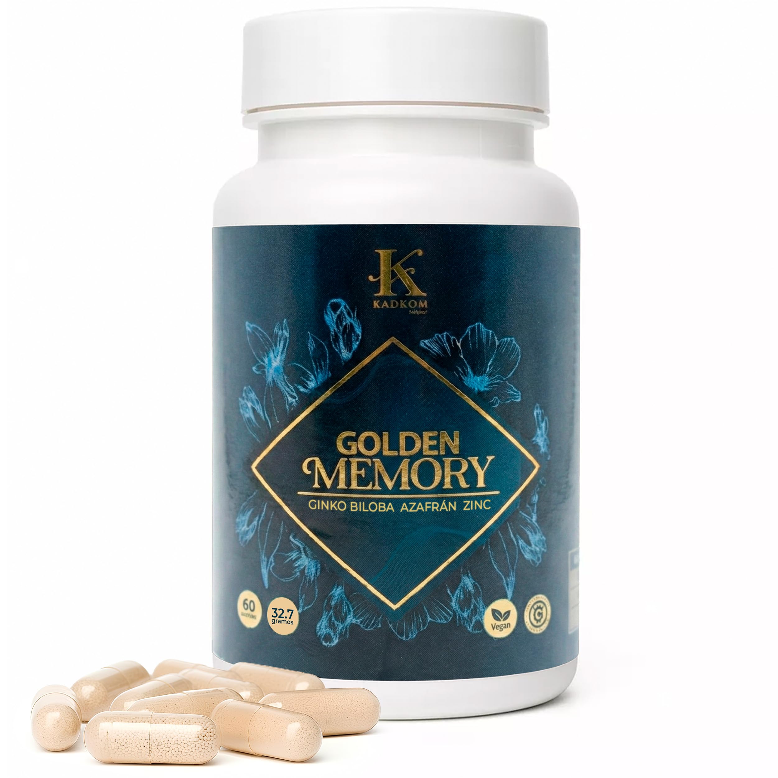 Cápsulas para la Memoria y Concentración – Suplemento Natural con Azafrán, Ginkgo Biloba y Zinc – 60 Cápsulas – Apoya Función Cognitiva y Bienestar Mental Diario