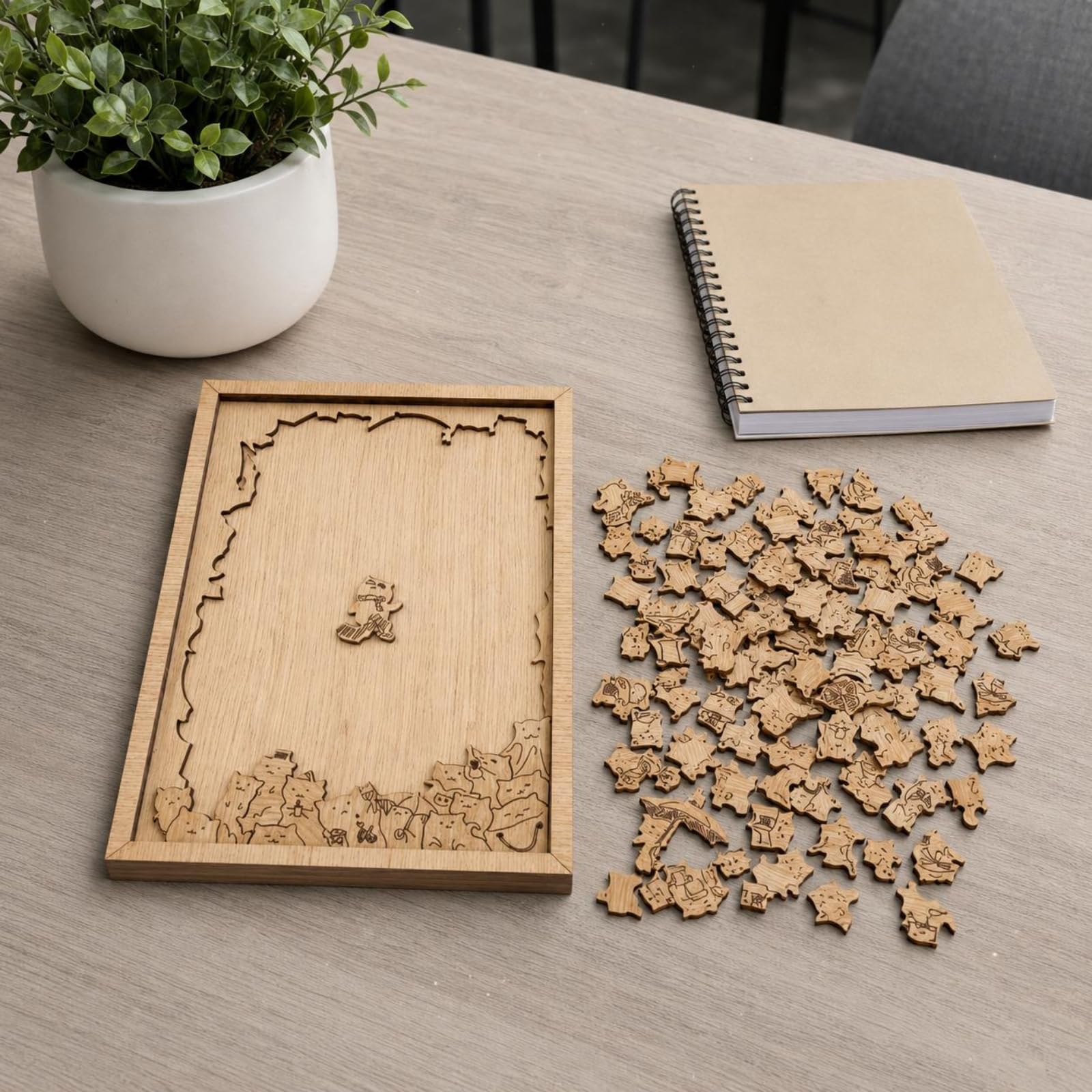 Milageto 100 Teilchen Katzenpuzzle aus Holz Geschenkidee Katzen-Holzpuzzle Klarer Druck Tier-Holzpuzzle aus Holz für Erwachsene